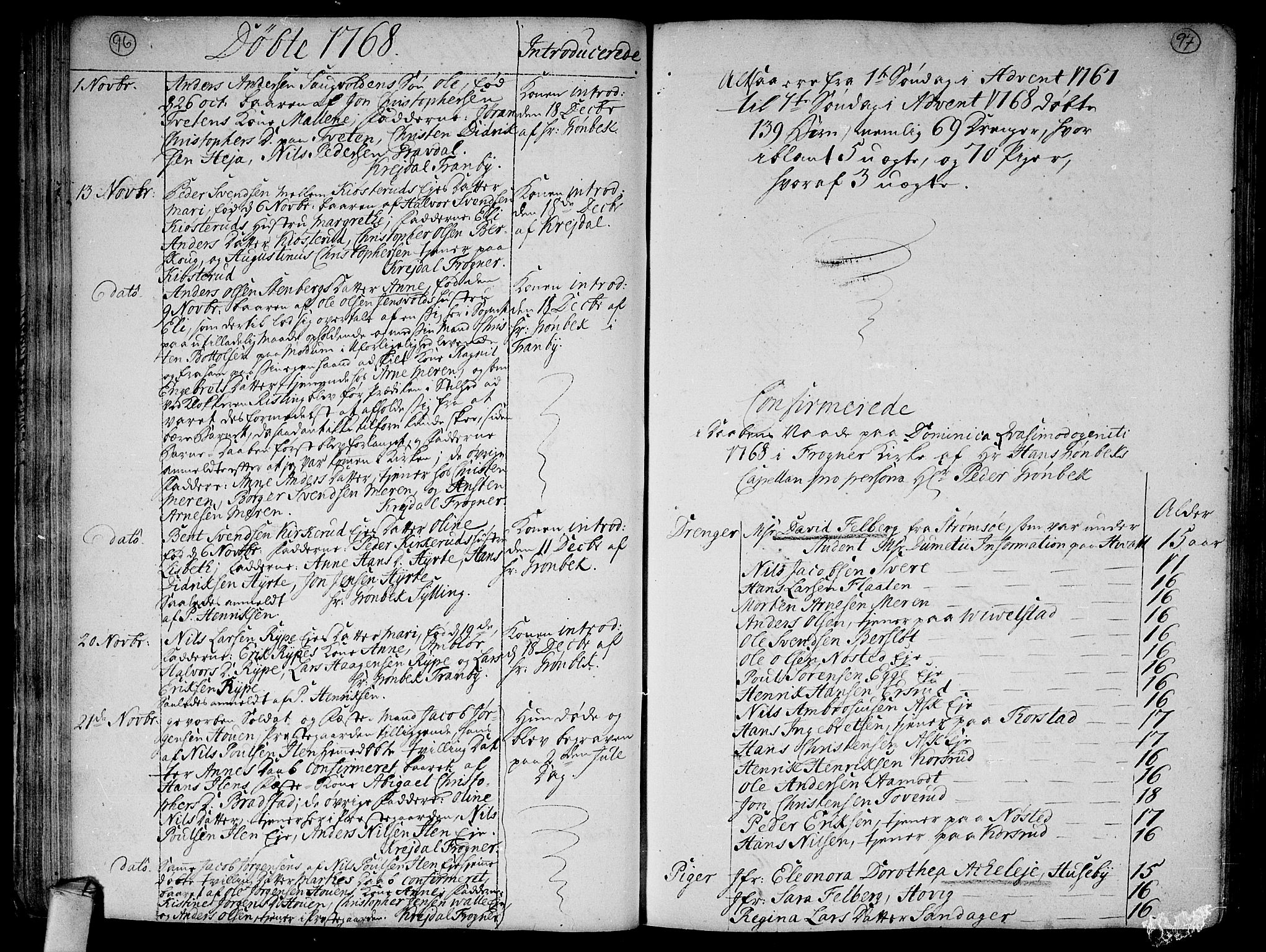 Lier kirkebøker, SAKO/A-230/F/Fa/L0005: Parish register (official) no. I 5, 1764-1777, p. 96-97