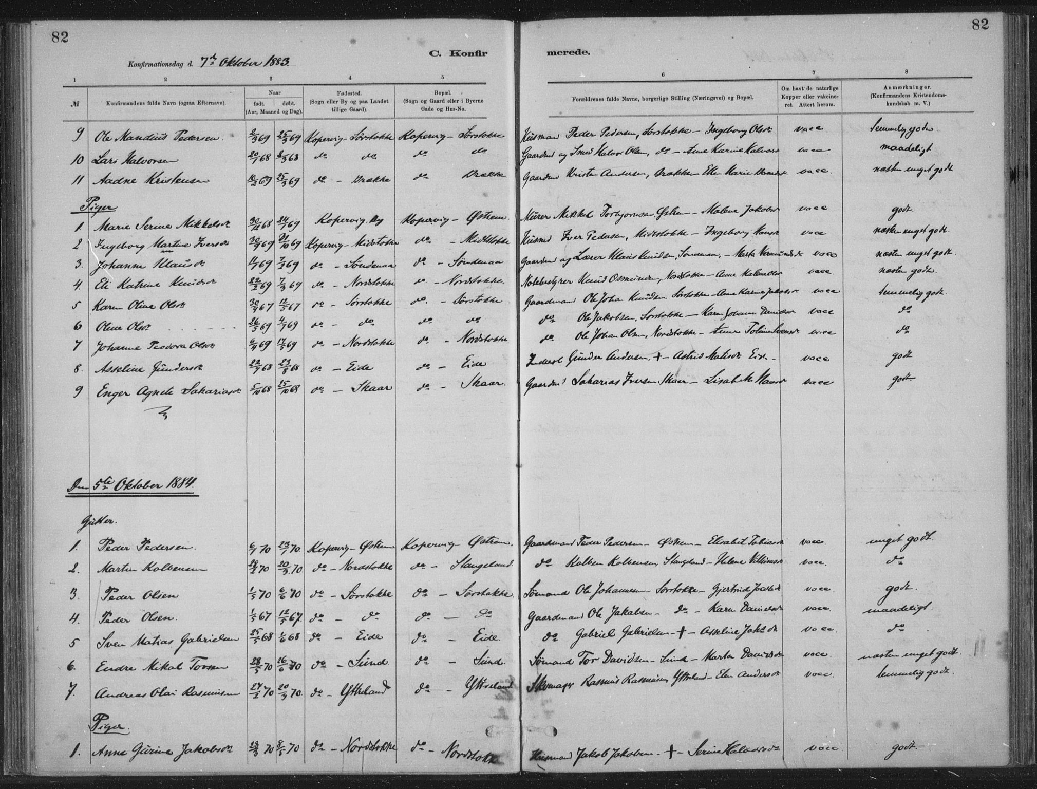 Kopervik sokneprestkontor, SAST/A-101850/H/Ha/Haa/L0002: Parish register (official) no. A 2, 1880-1912, p. 82