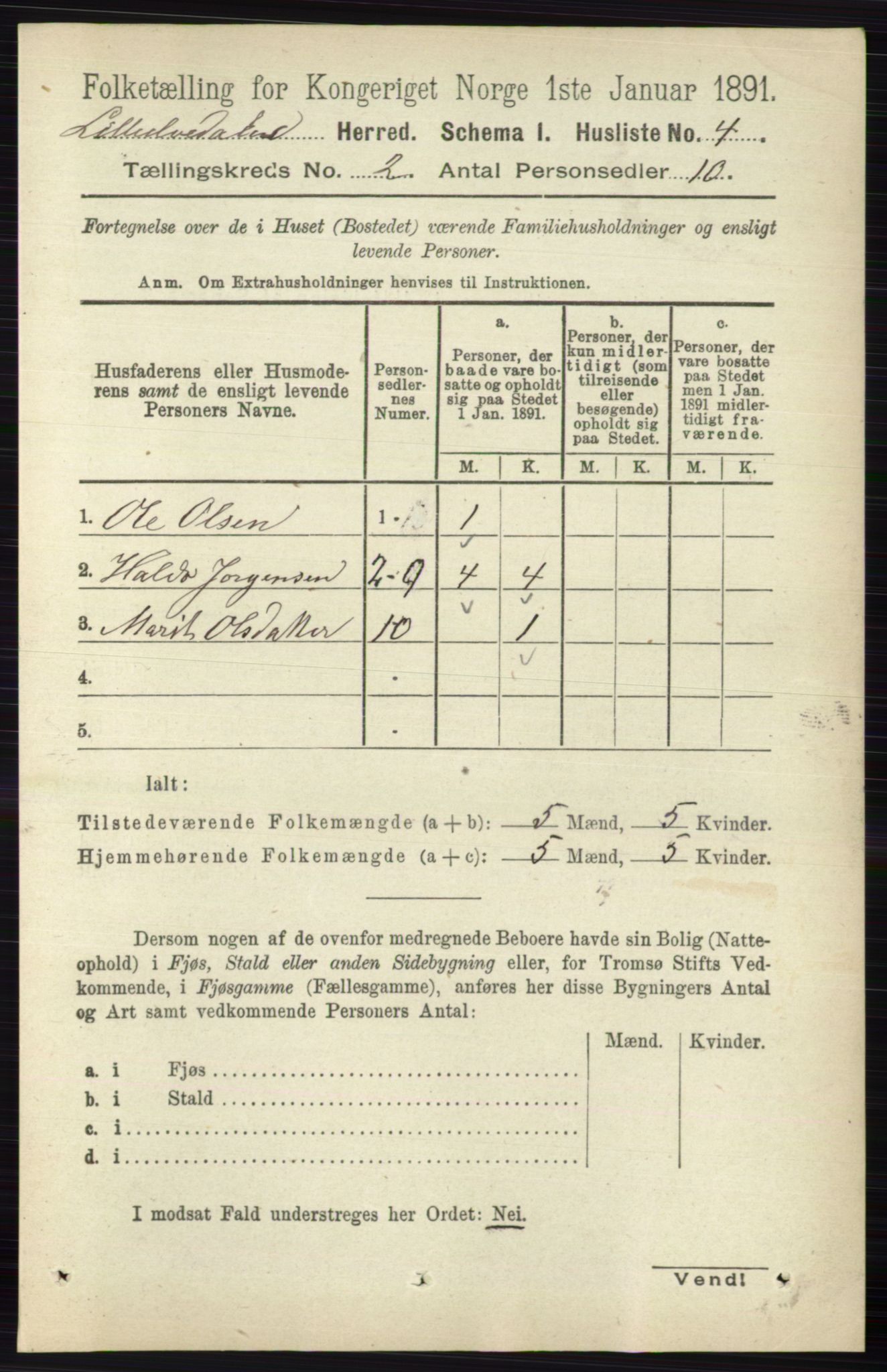 RA, 1891 census for 0438 Lille Elvedalen, 1891, p. 486