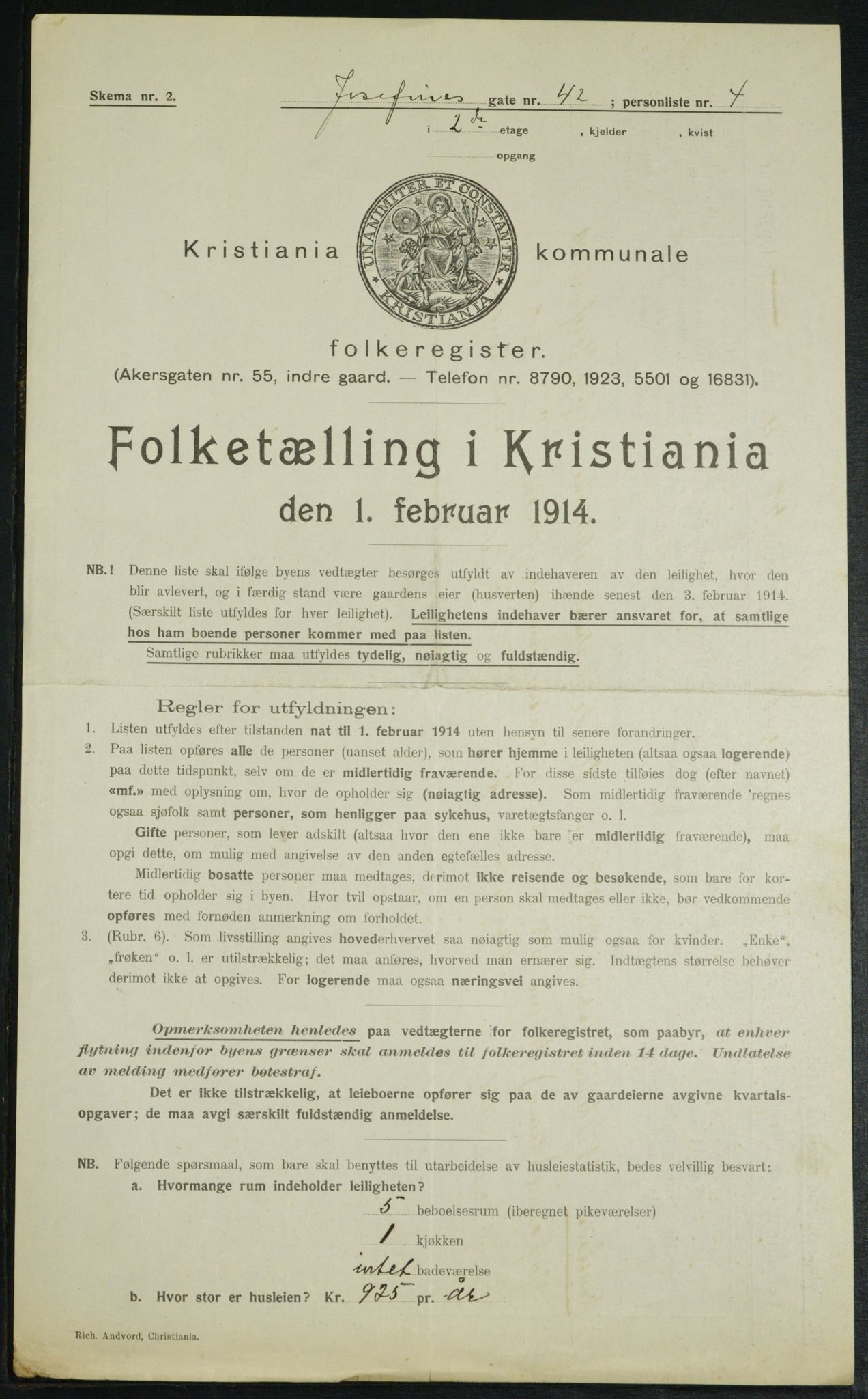 OBA, Municipal Census 1914 for Kristiania, 1914, p. 47591