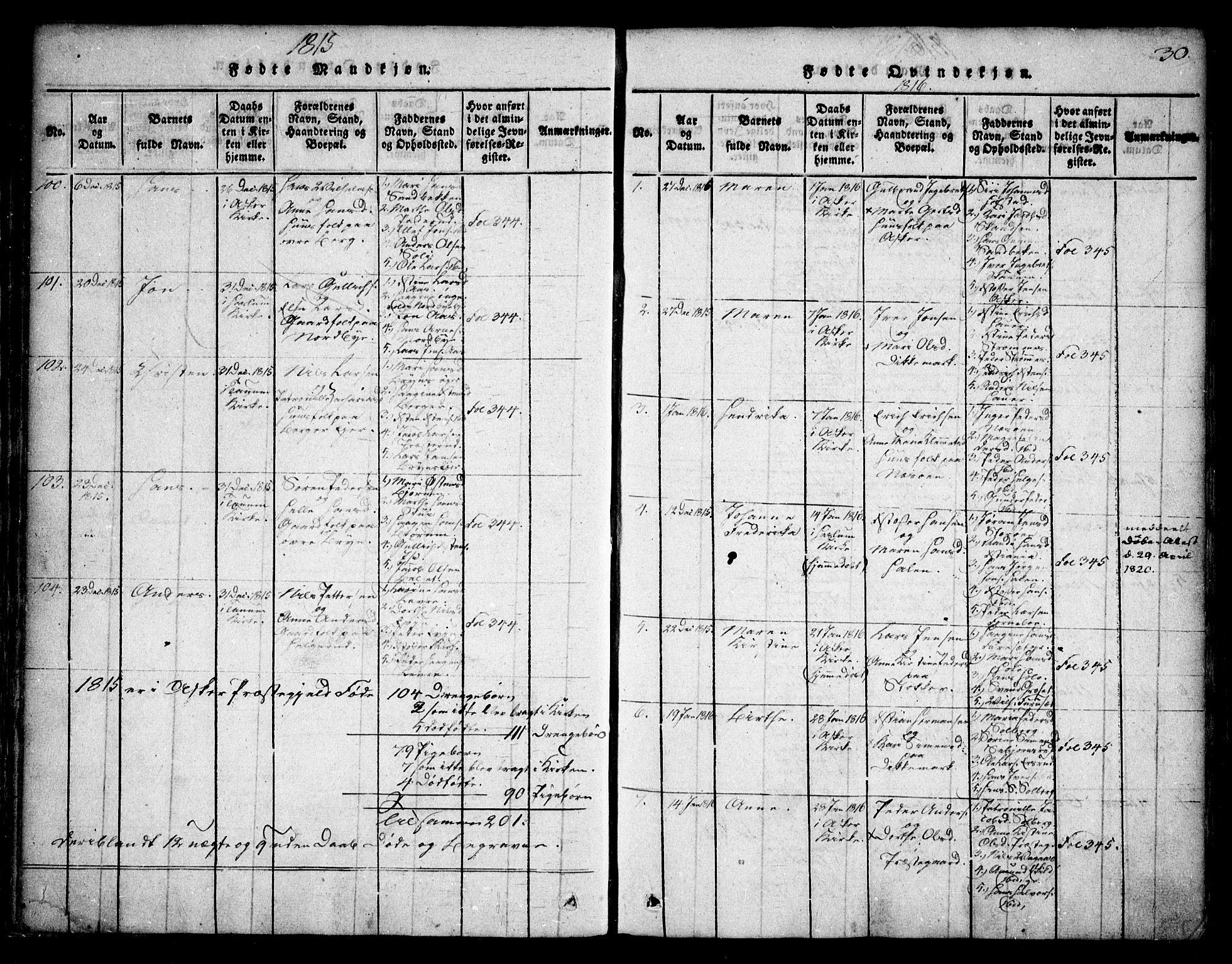 Asker prestekontor Kirkebøker, AV/SAO-A-10256a/F/Fa/L0006: Parish register (official) no. I 6, 1814-1824, p. 30