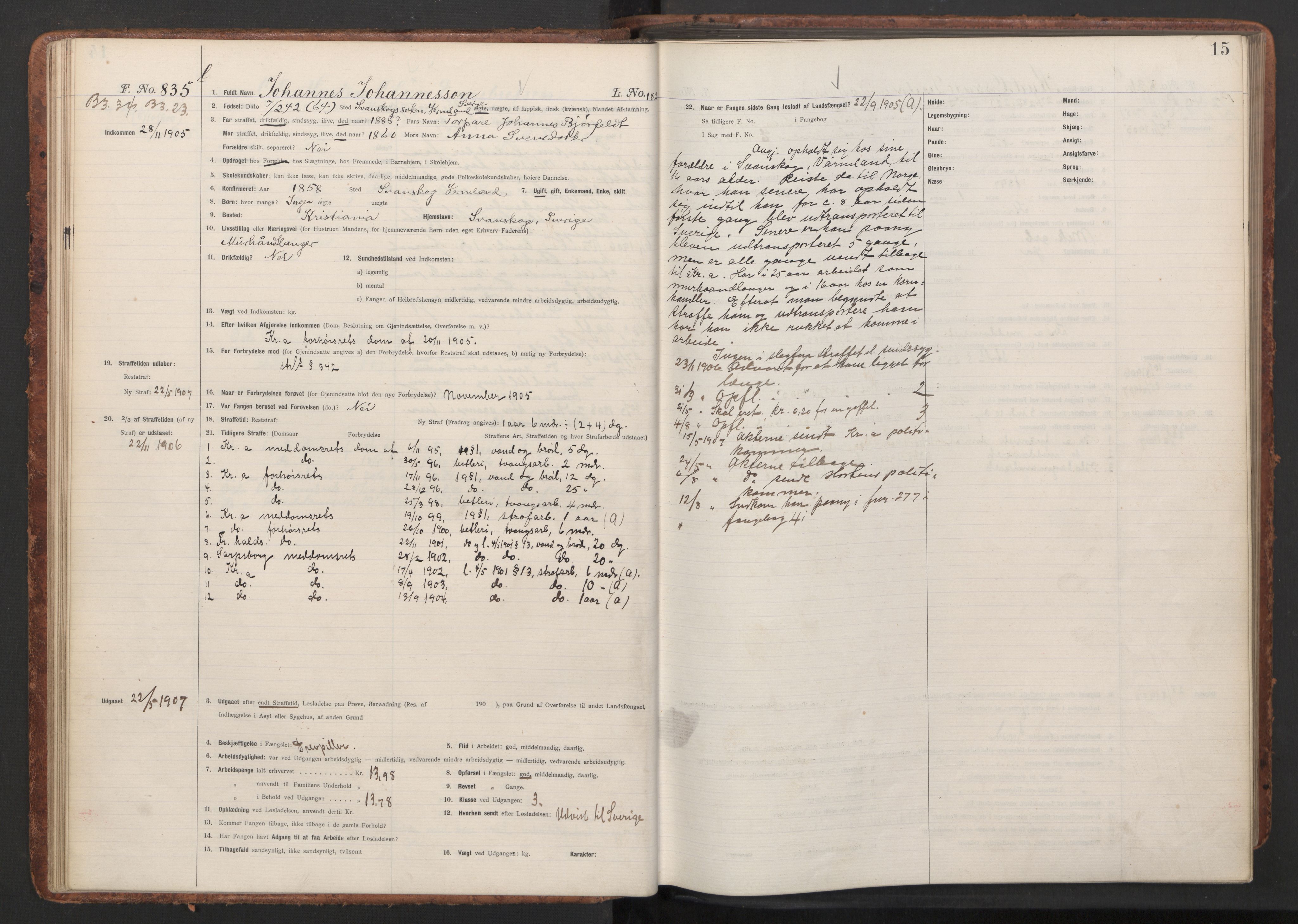Botsfengslet, AV/RA-S-1539/D/Db/Dbb/L0040: 821l - 171m, 1905-1907, p. 15
