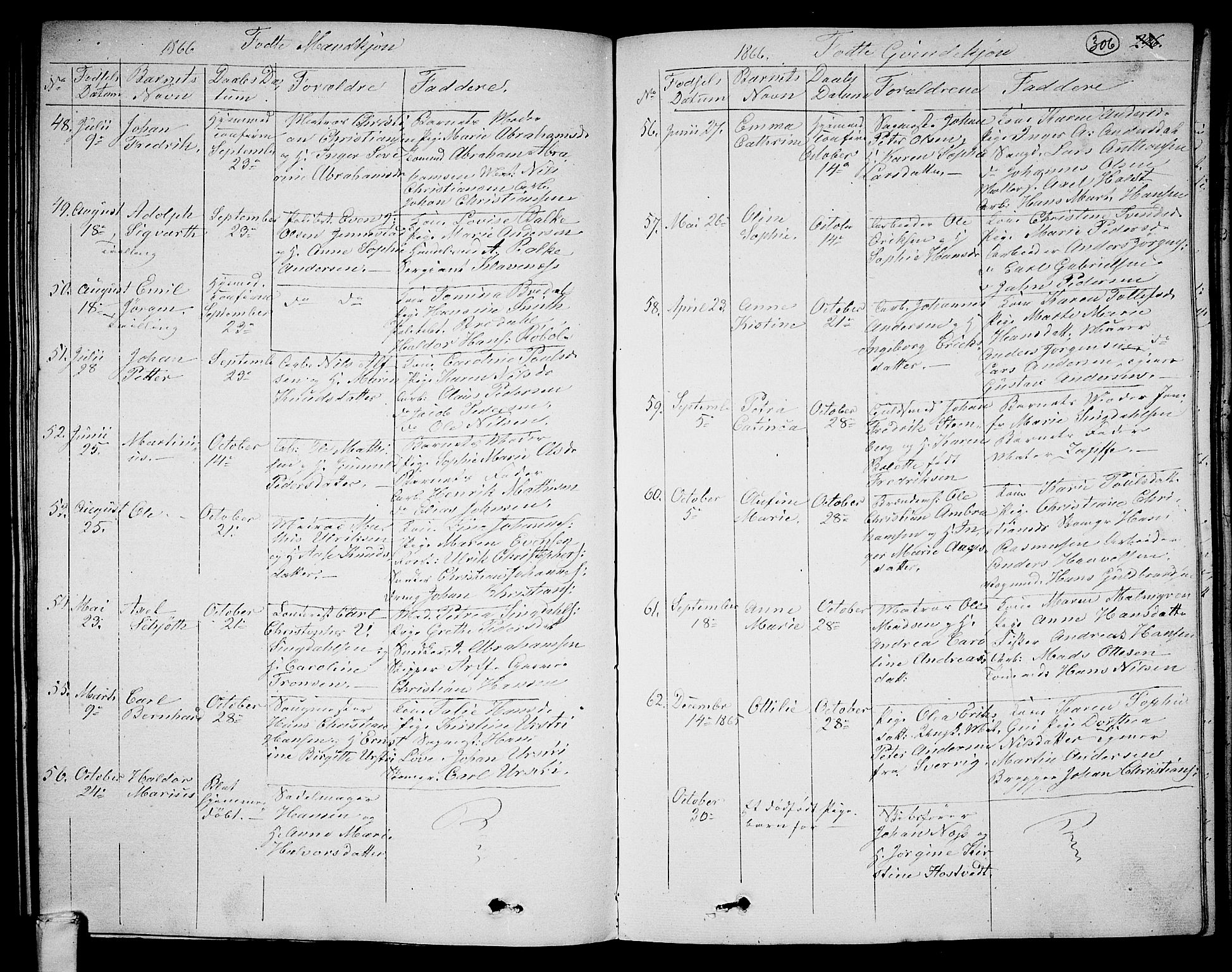 Larvik kirkebøker, SAKO/A-352/G/Ga/L0003a: Parish register (copy) no. I 3A, 1830-1870, p. 306