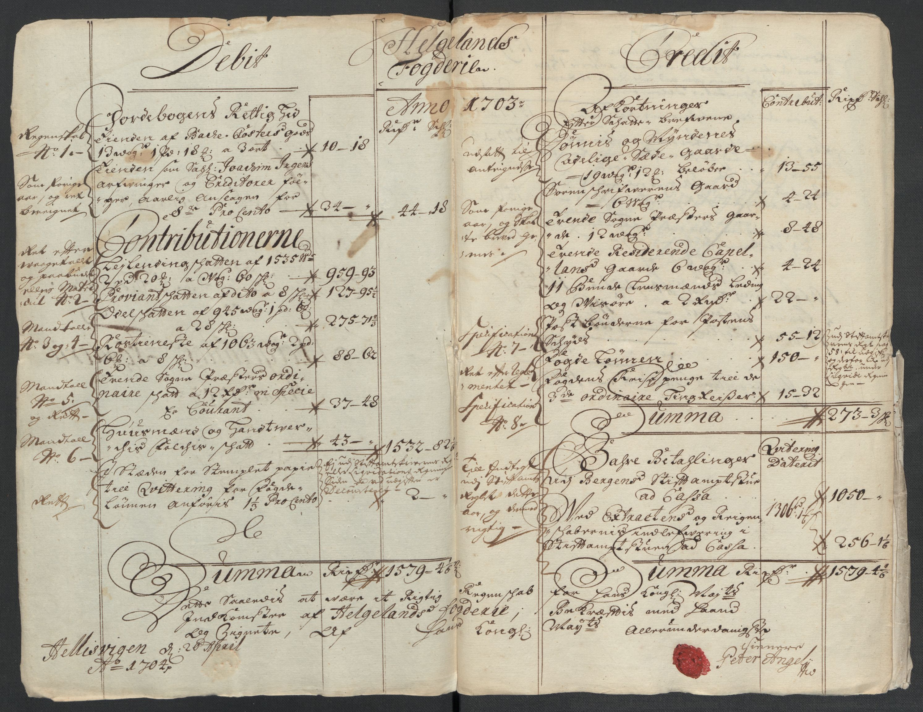 Rentekammeret inntil 1814, Reviderte regnskaper, Fogderegnskap, AV/RA-EA-4092/R65/L4508: Fogderegnskap Helgeland, 1702-1705, p. 117