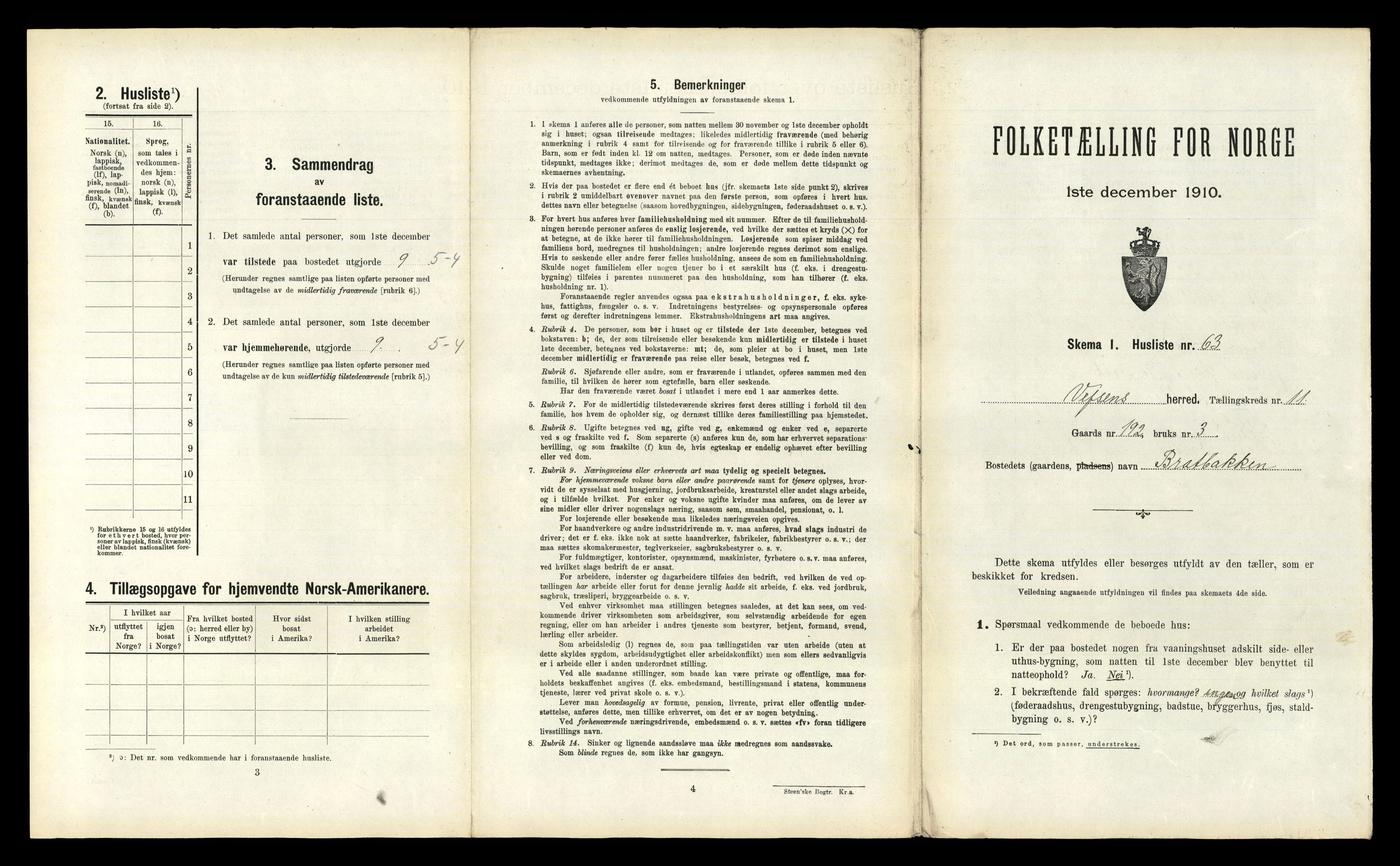 RA, 1910 census for Vefsn, 1910, p. 1300