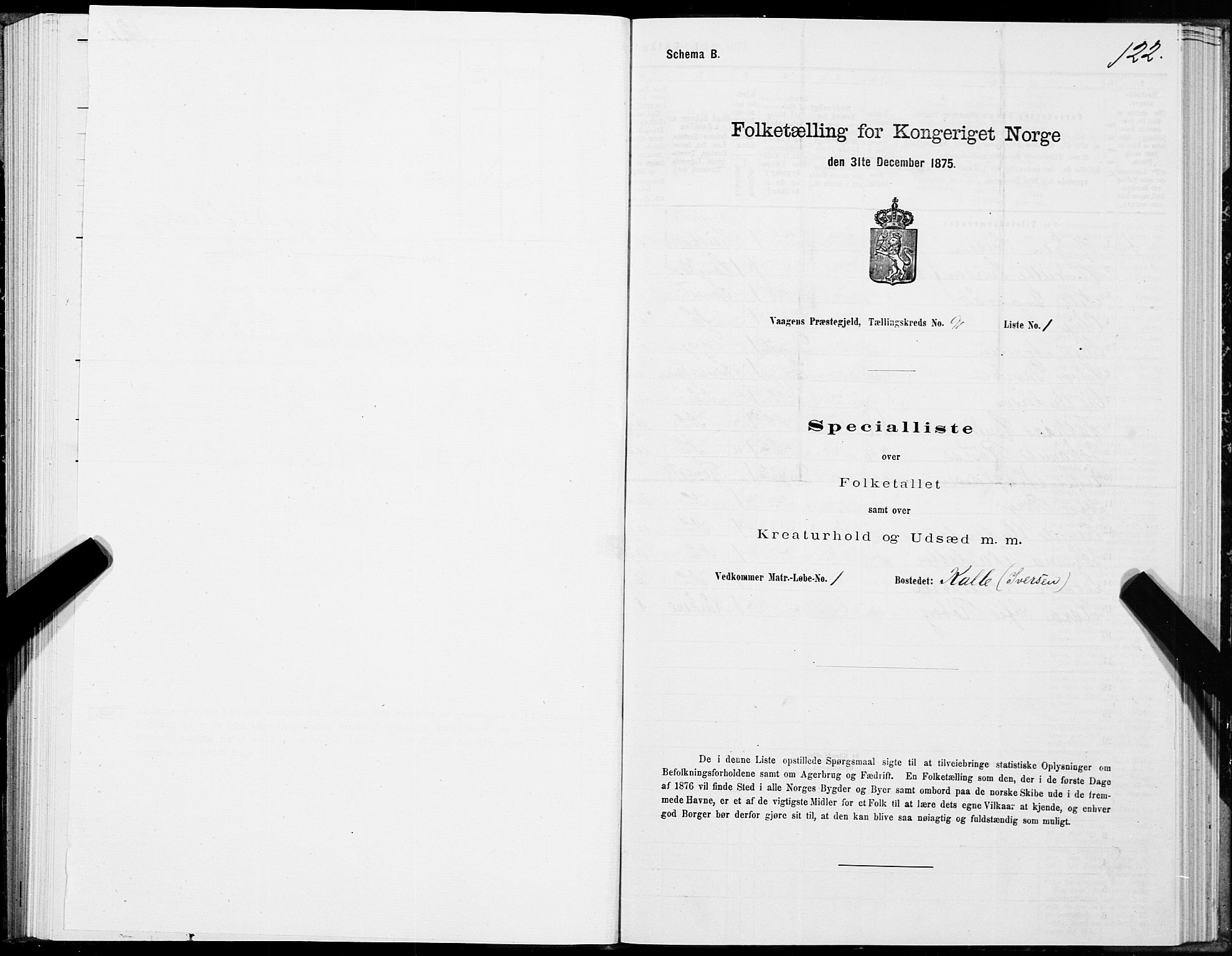 SAT, 1875 census for 1865P Vågan, 1875, p. 1122