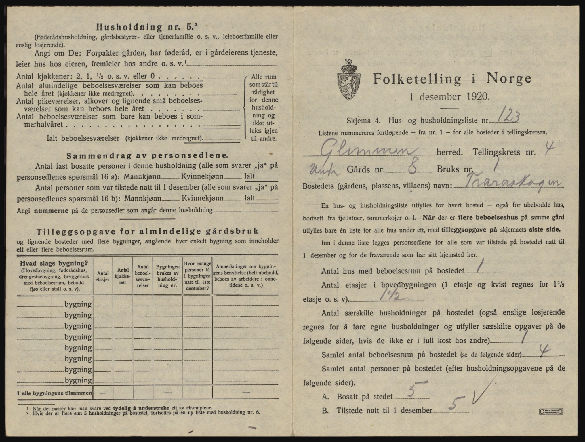 SAO, 1920 census for Glemmen, 1920, p. 1433