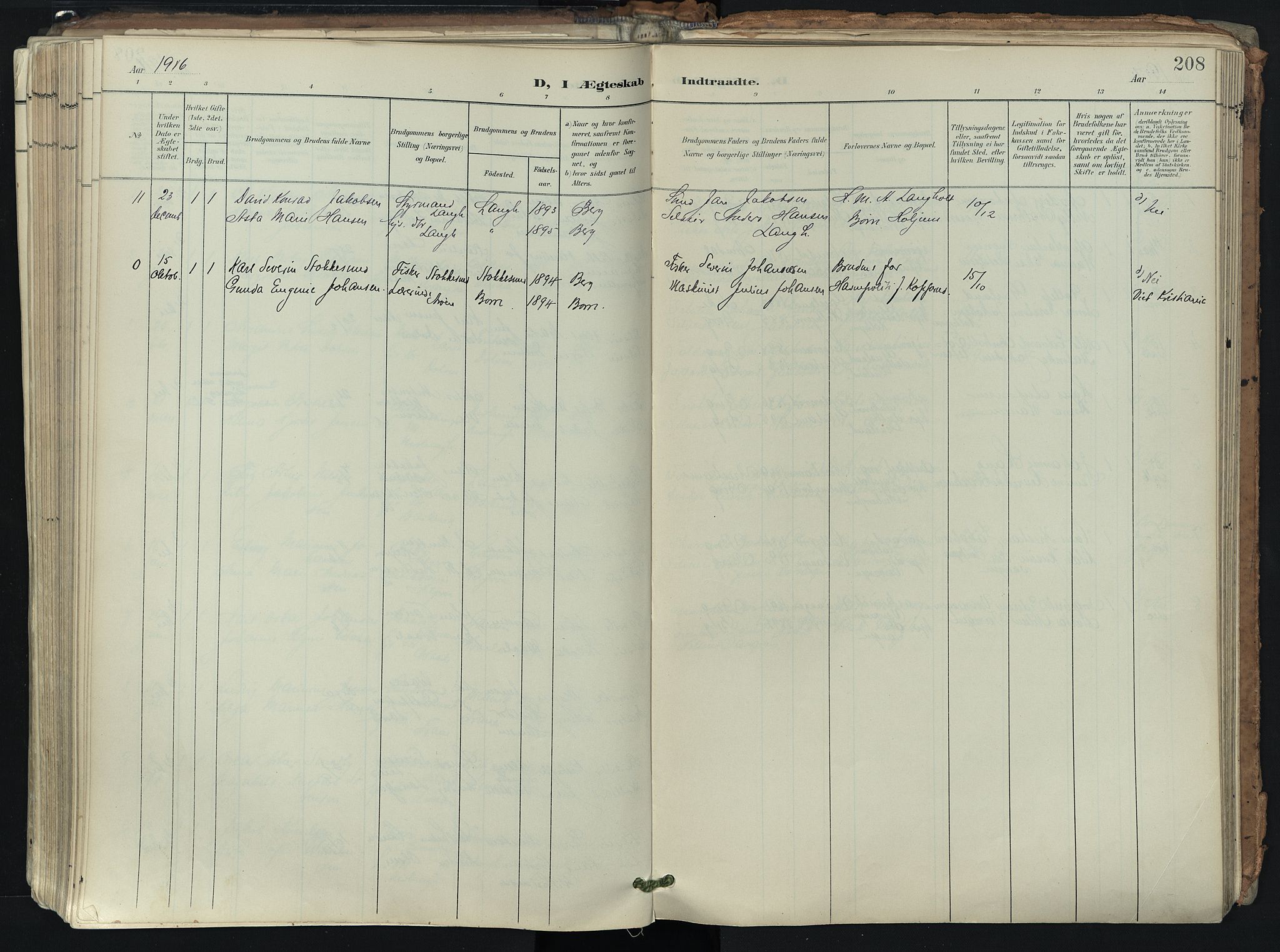 Brunlanes kirkebøker, AV/SAKO-A-342/F/Fb/L0003: Parish register (official) no. II 3, 1900-1922, p. 208