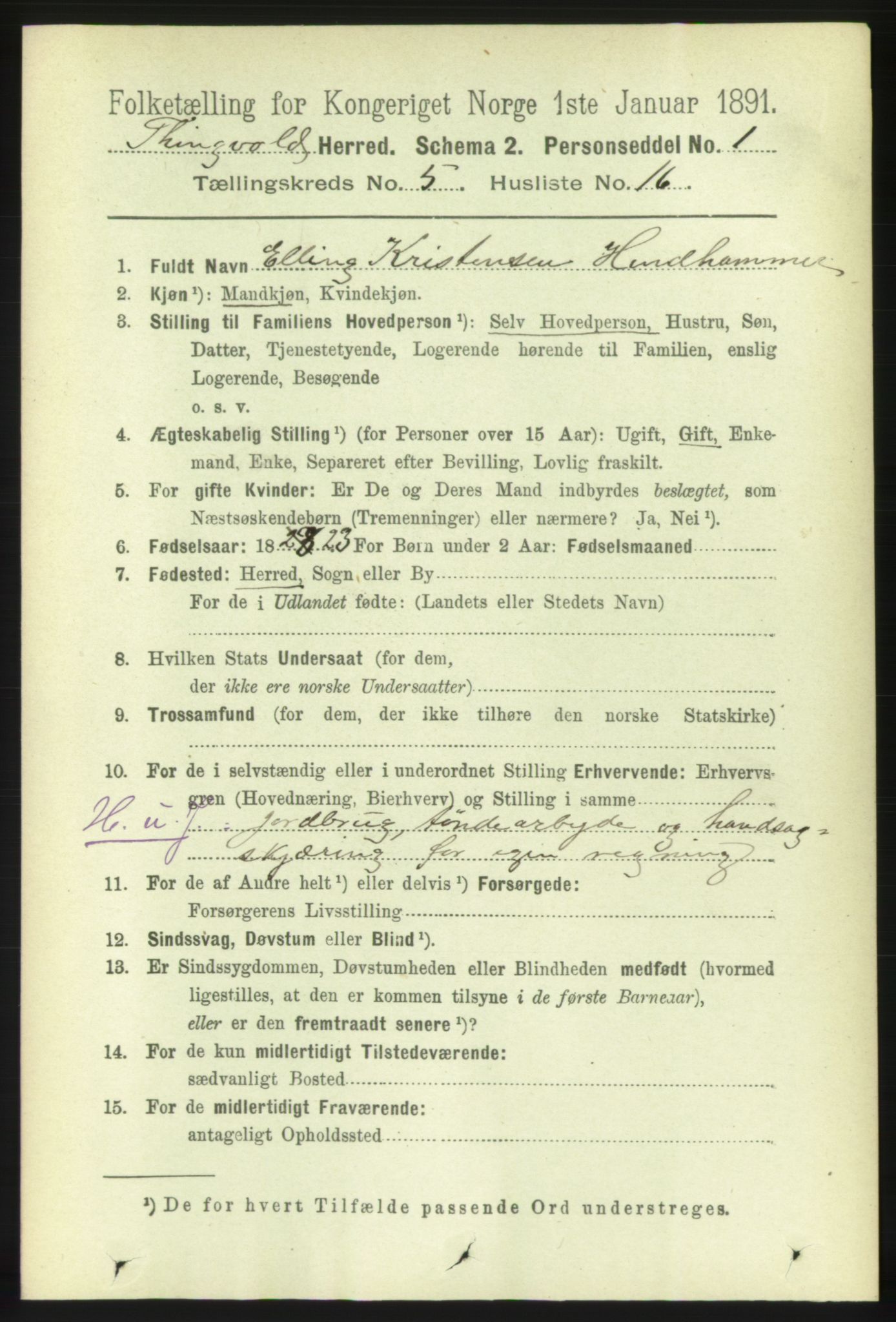 RA, 1891 census for 1560 Tingvoll, 1891, p. 2153