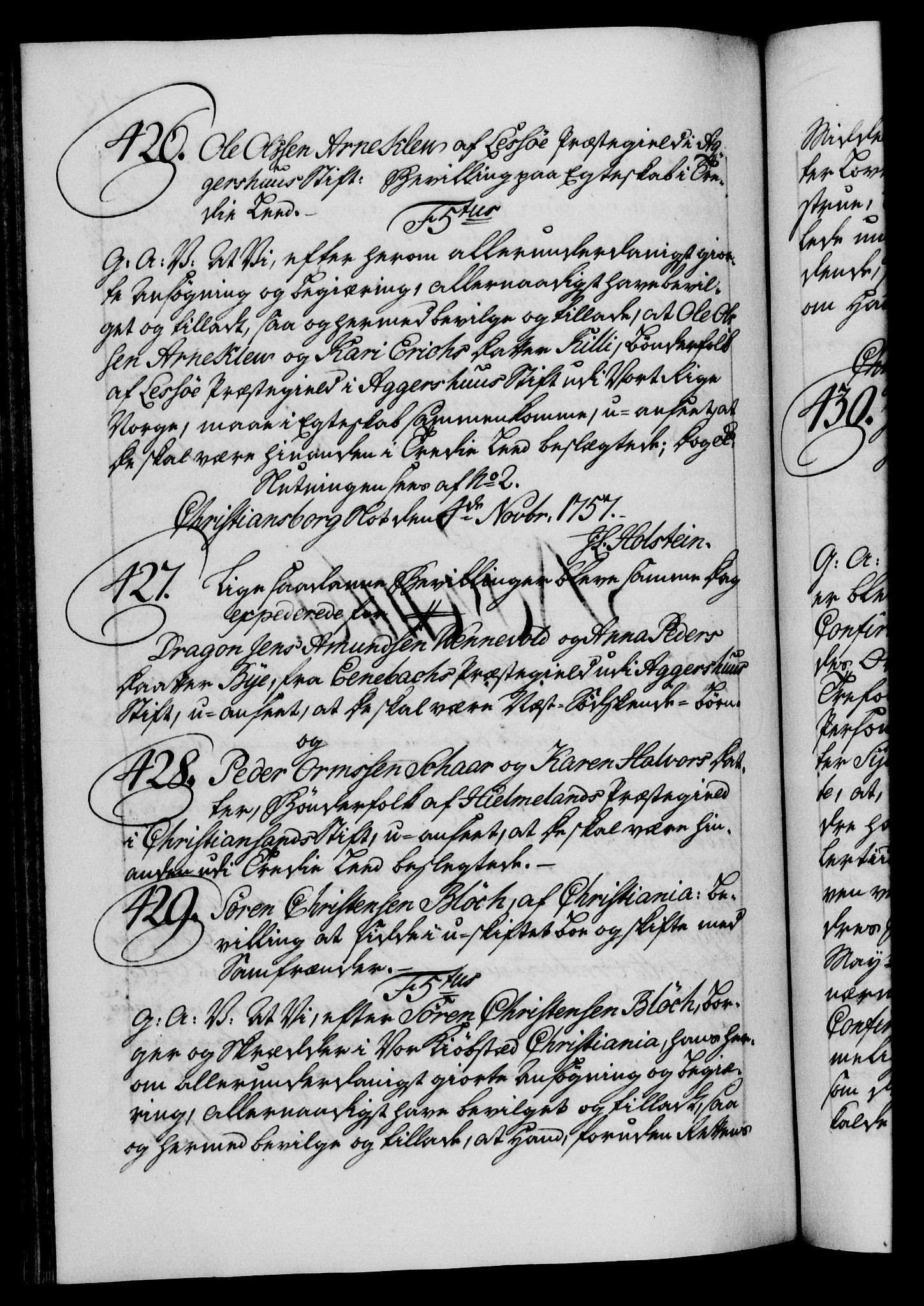 Danske Kanselli 1572-1799, AV/RA-EA-3023/F/Fc/Fca/Fcaa/L0040: Norske registre, 1757-1759, p. 218b