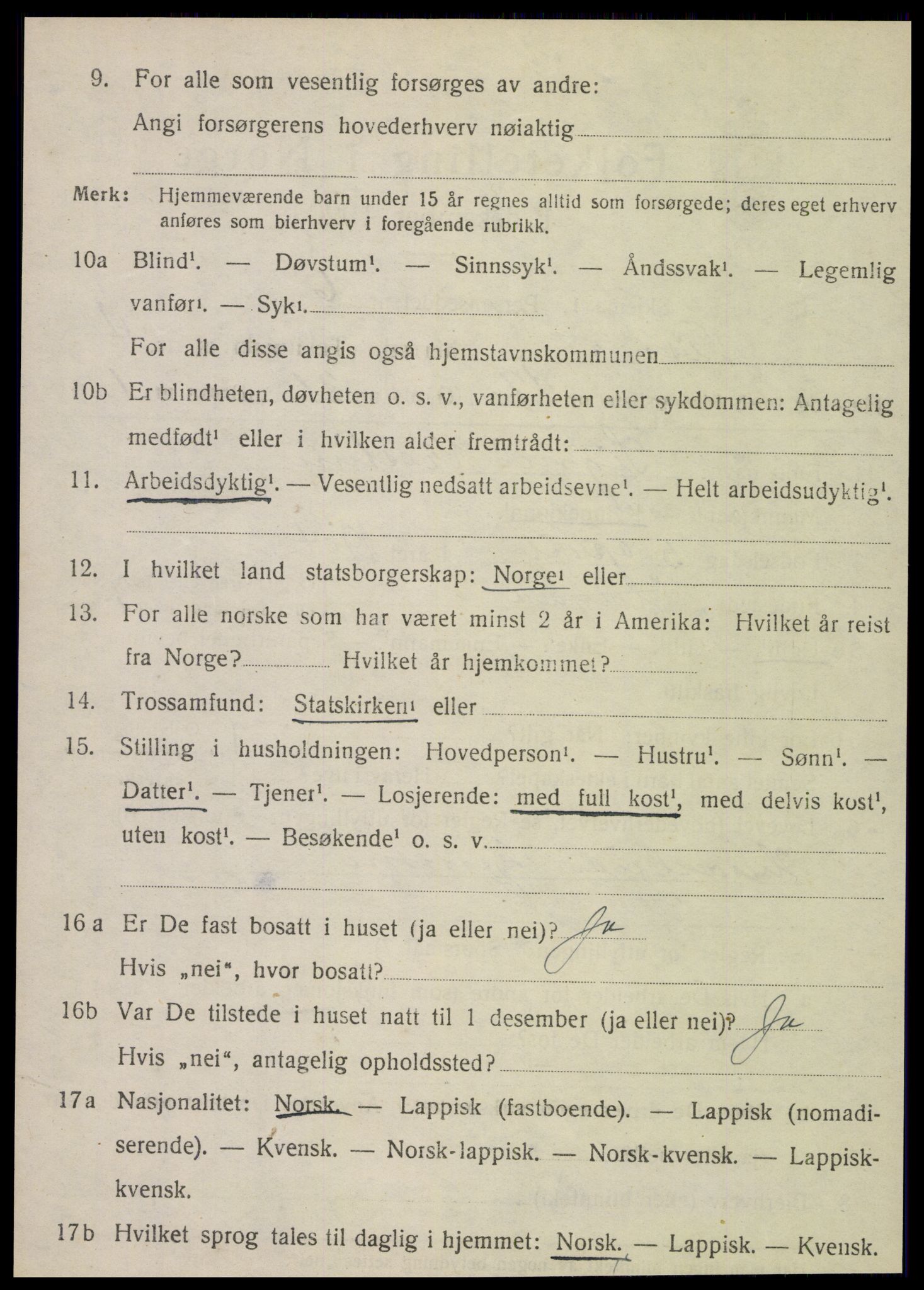 SAT, 1920 census for Nesna, 1920, p. 3472