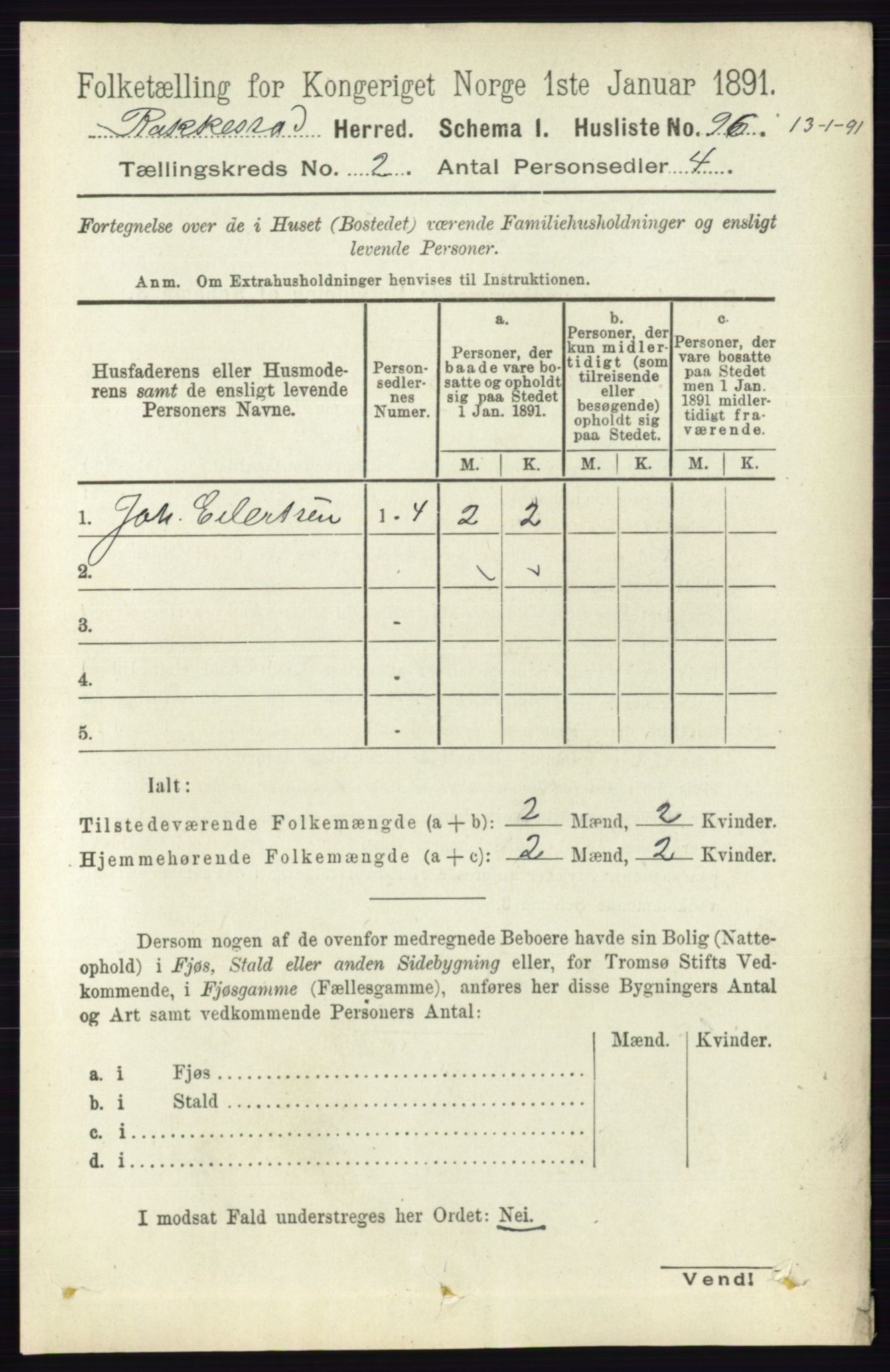 RA, 1891 census for 0128 Rakkestad, 1891, p. 616