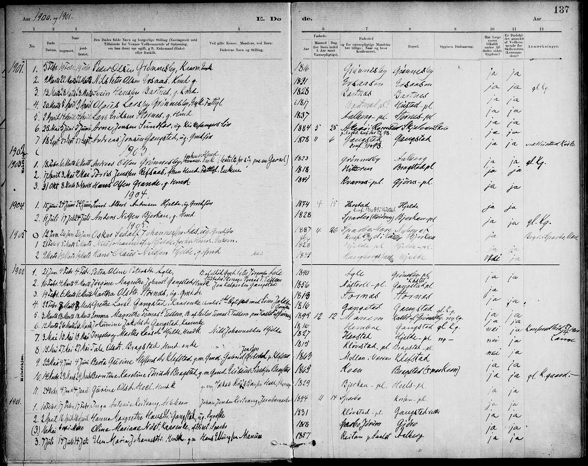 Ministerialprotokoller, klokkerbøker og fødselsregistre - Nord-Trøndelag, SAT/A-1458/732/L0316: Parish register (official) no. 732A01, 1879-1921, p. 137