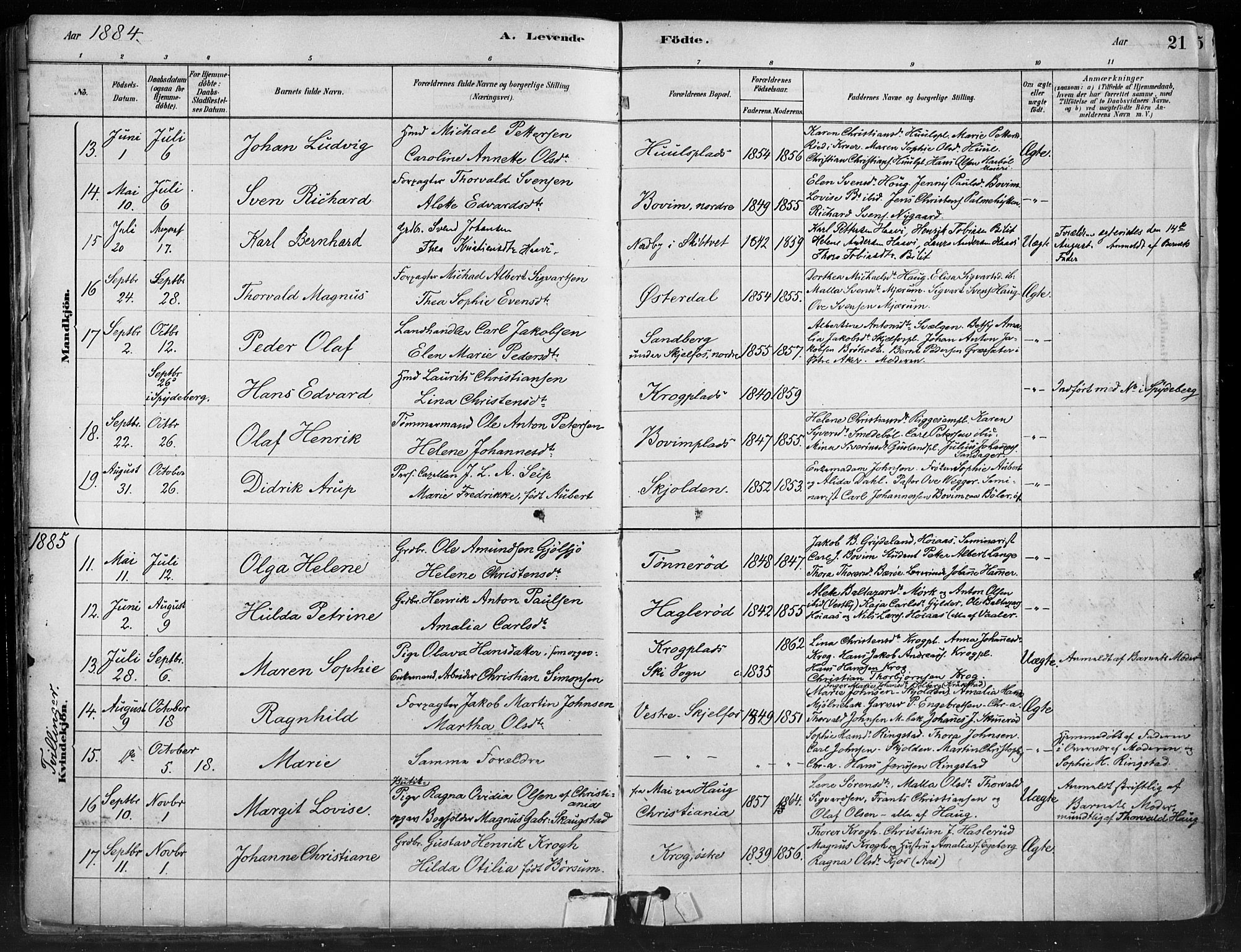 Hobøl prestekontor Kirkebøker, SAO/A-2002/F/Fa/L0005: Parish register (official) no. I 5, 1878-1904, p. 21