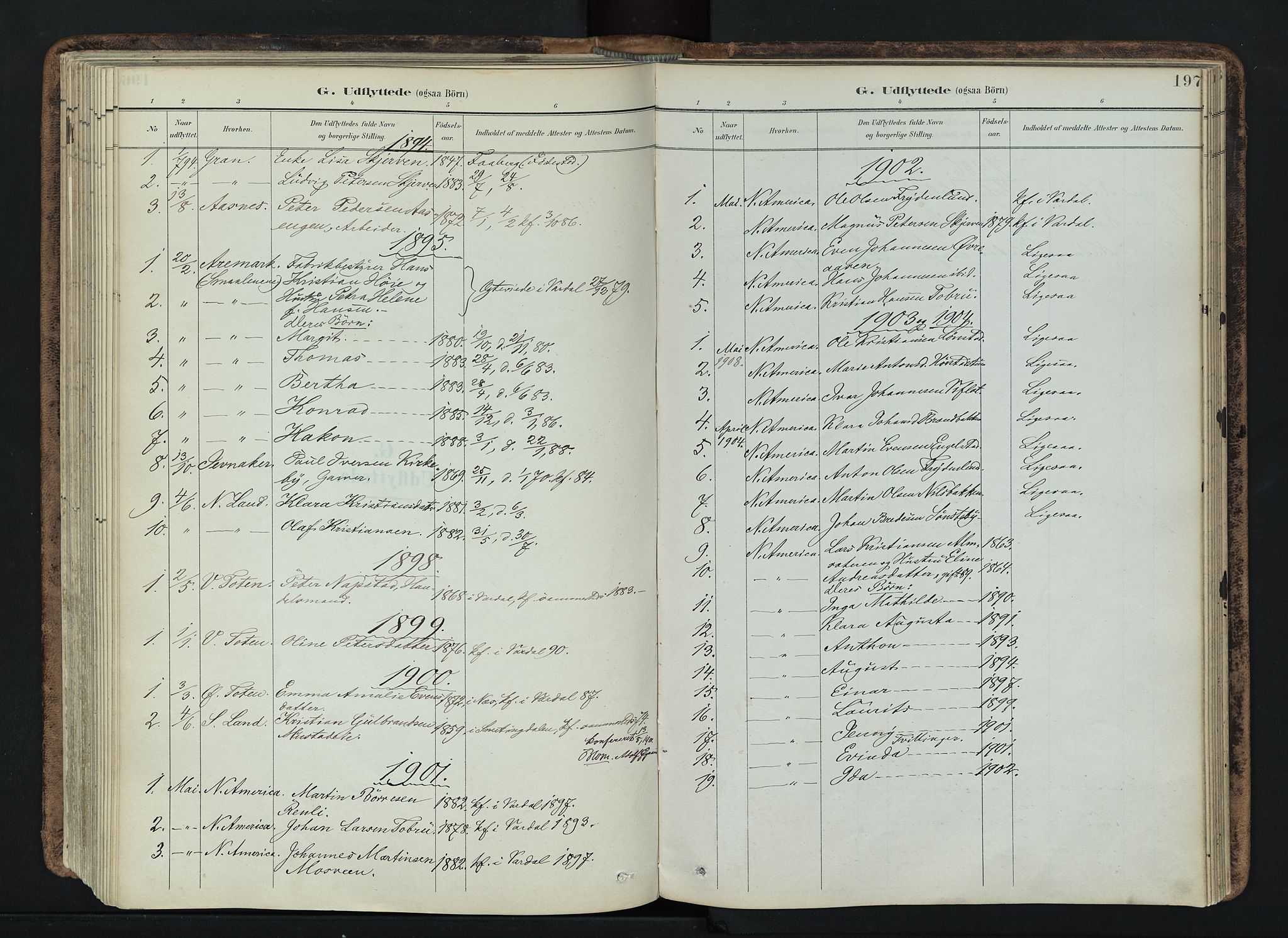 Vardal prestekontor, AV/SAH-PREST-100/H/Ha/Haa/L0019: Parish register (official) no. 19, 1893-1907, p. 197