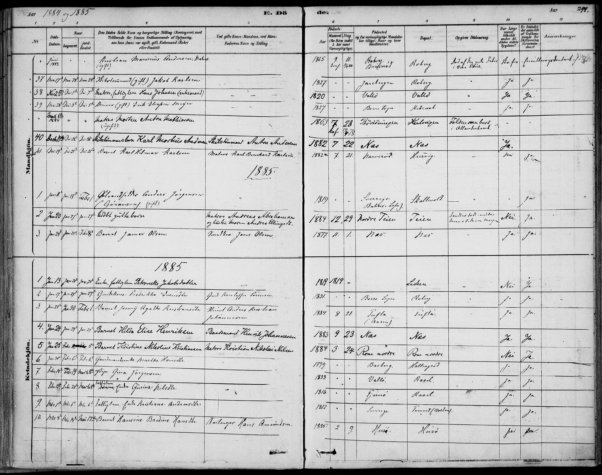 Sem kirkebøker, AV/SAKO-A-5/F/Fb/L0004: Parish register (official) no. II 4, 1878-1891, p. 298