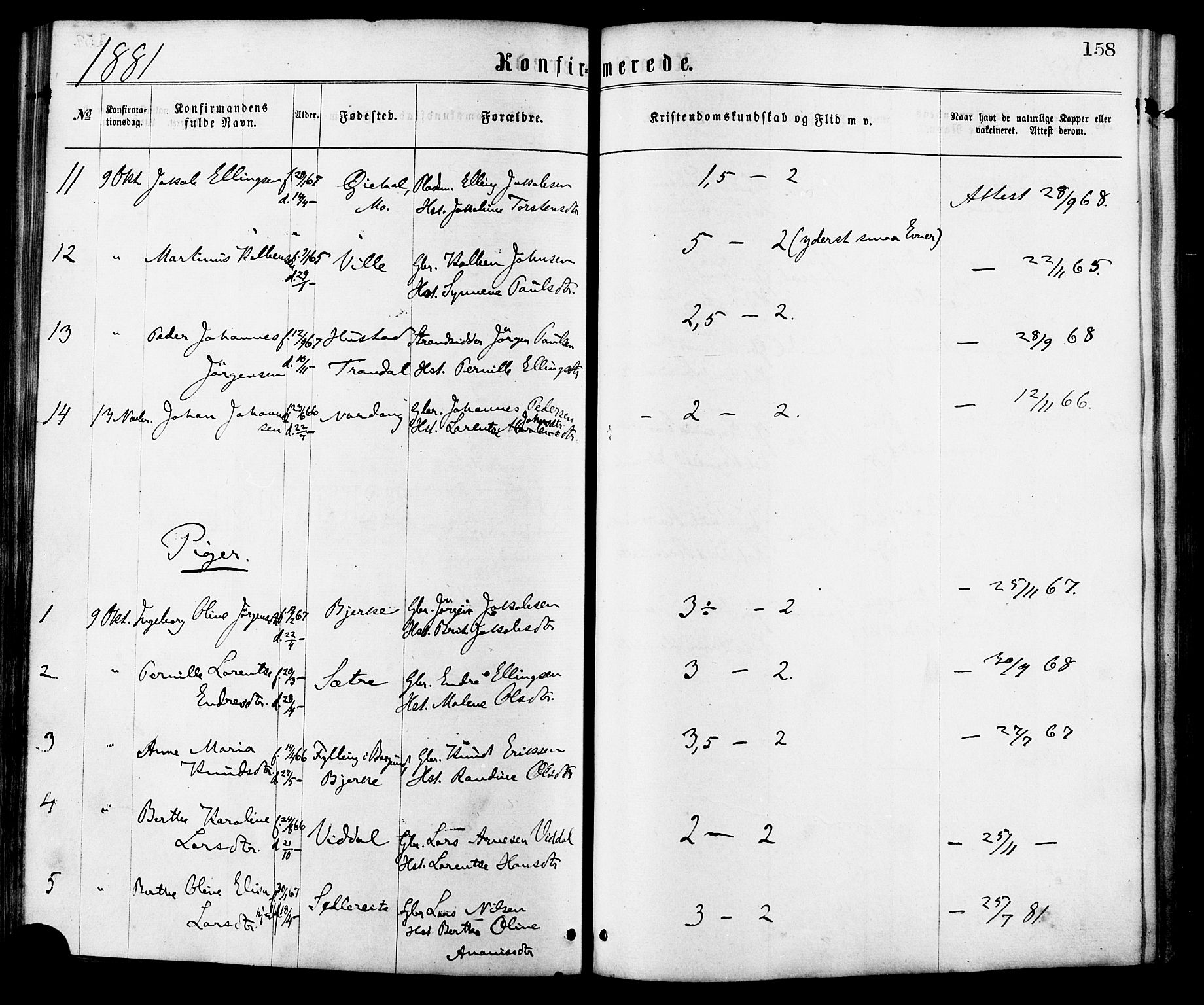 Ministerialprotokoller, klokkerbøker og fødselsregistre - Møre og Romsdal, AV/SAT-A-1454/515/L0210: Parish register (official) no. 515A06, 1868-1885, p. 158