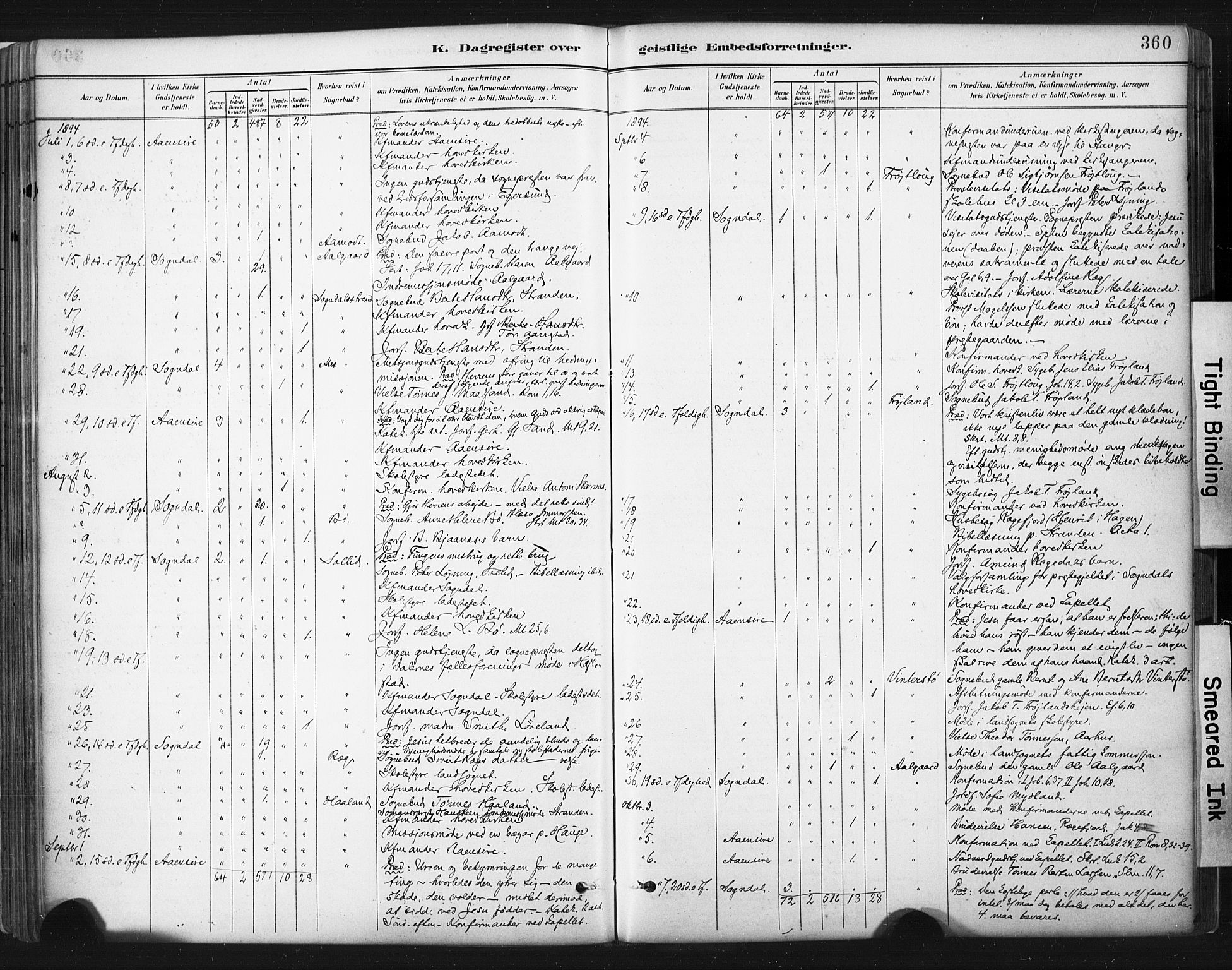 Sokndal sokneprestkontor, AV/SAST-A-101808: Parish register (official) no. A 11.2, 1887-1905, p. 360