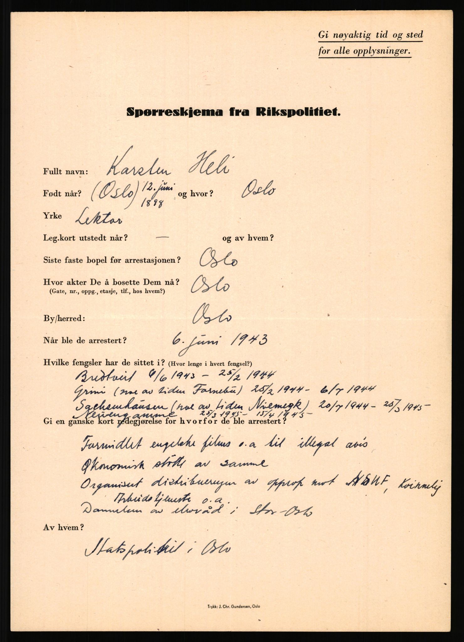 Rikspolitisjefen, AV/RA-S-1560/L/L0006: Hansen, Adolf Boye - Hemstad, Gunnar, 1940-1945, p. 1043