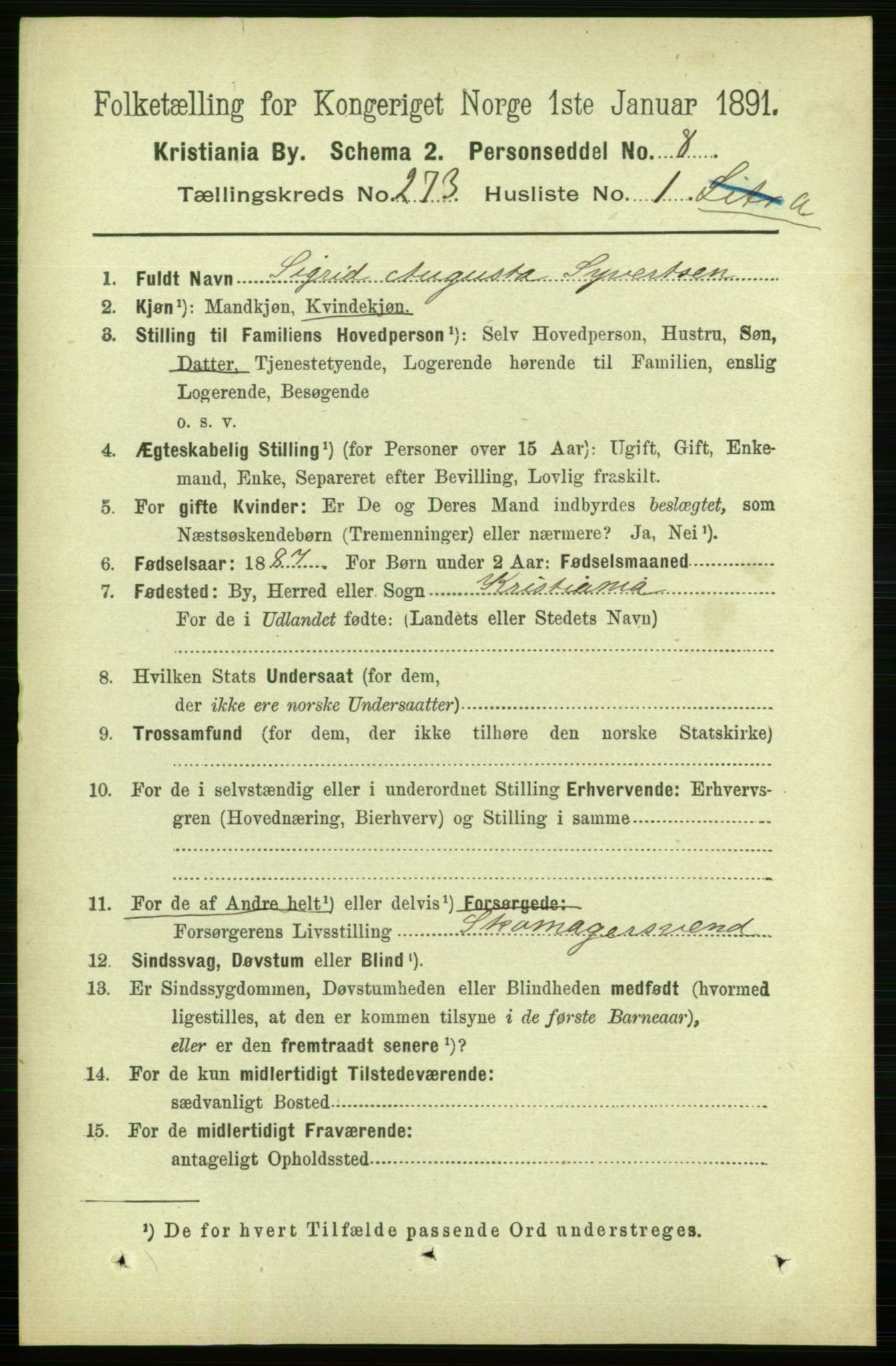 RA, 1891 census for 0301 Kristiania, 1891, p. 165767