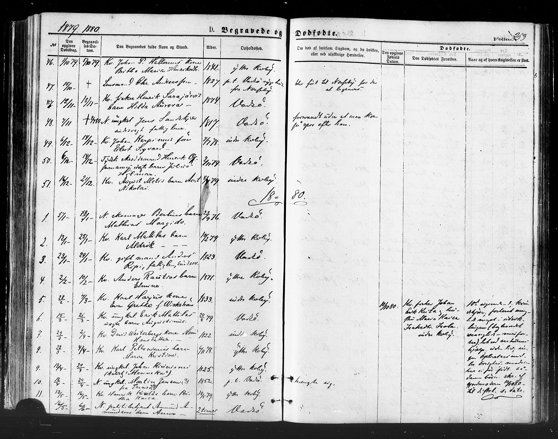 Vadsø sokneprestkontor, SATØ/S-1325/H/Ha/L0005kirke: Parish register (official) no. 5, 1873-1884, p. 253
