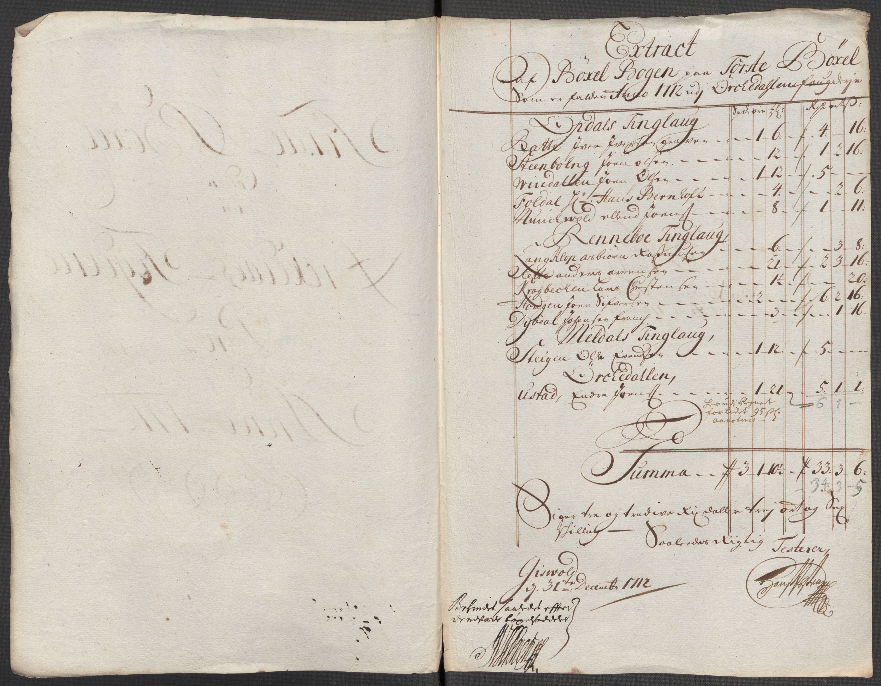 Rentekammeret inntil 1814, Reviderte regnskaper, Fogderegnskap, AV/RA-EA-4092/R60/L3963: Fogderegnskap Orkdal og Gauldal, 1712, p. 191