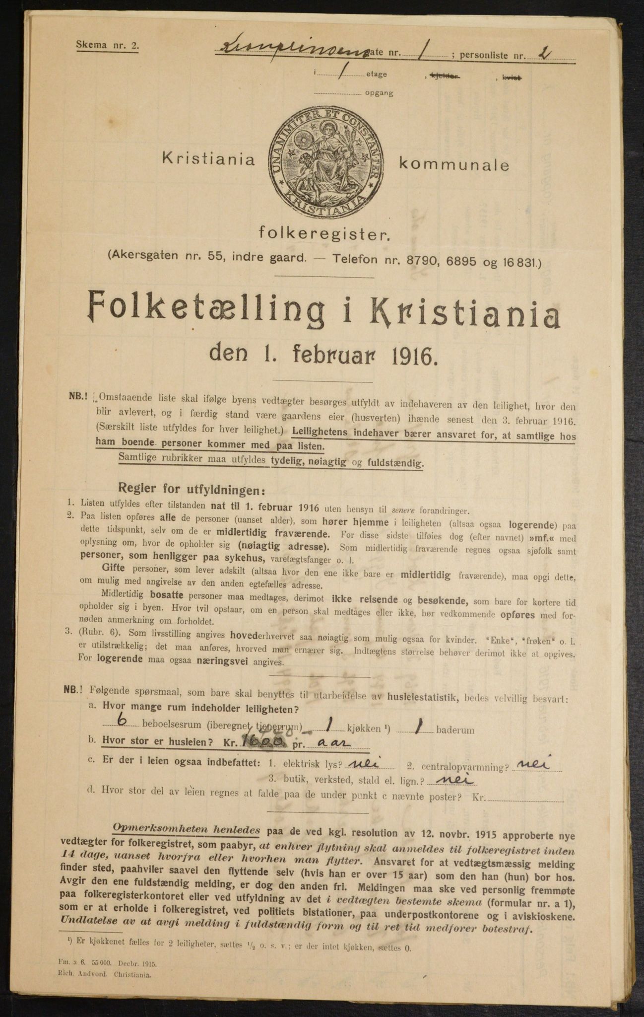 OBA, Municipal Census 1916 for Kristiania, 1916, p. 55679