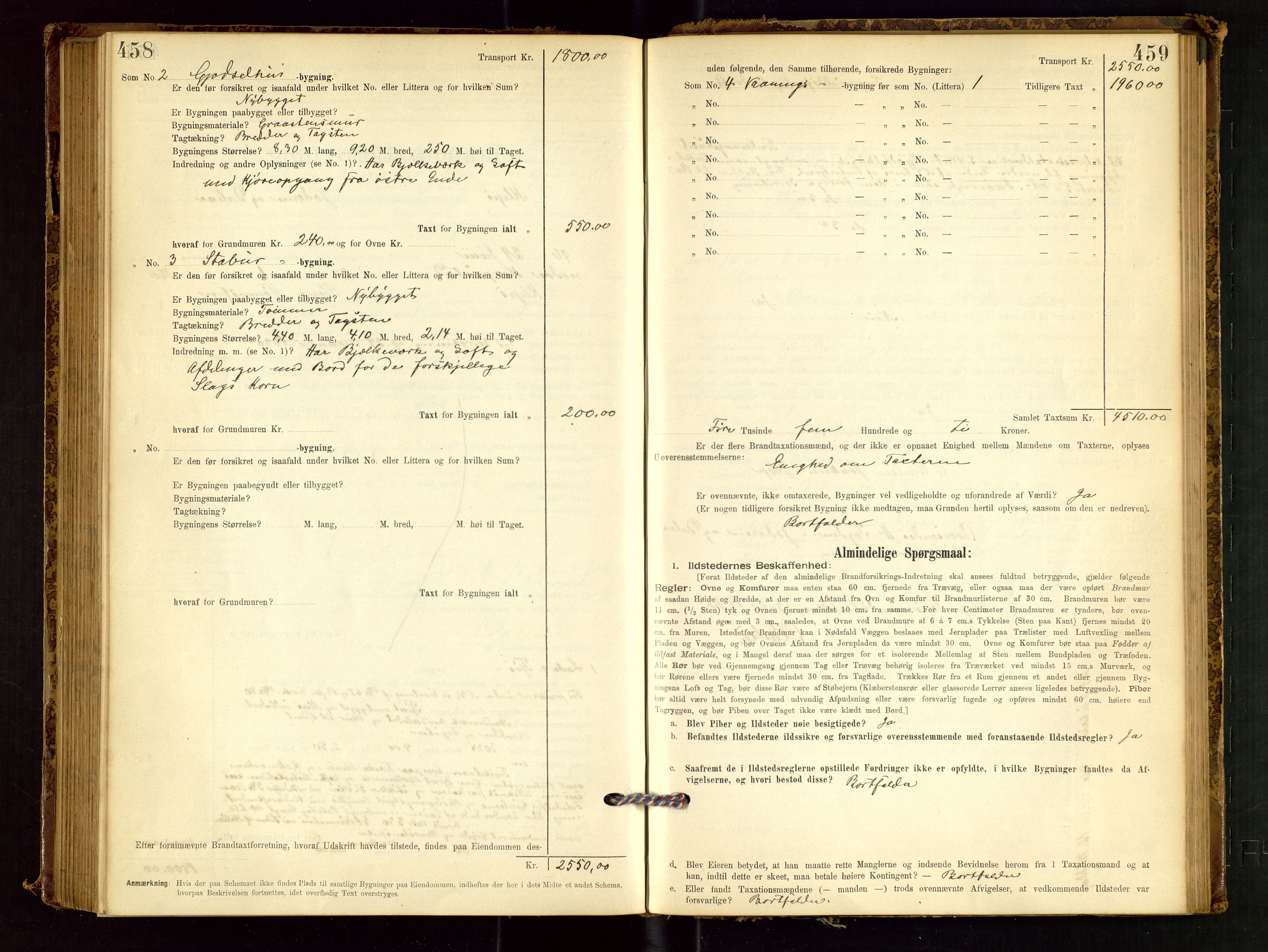 Klepp lensmannskontor, SAST/A-100163/Goc/L0001: "Brandtaxationsprotokol" m/register, 1895-1898, p. 458-459