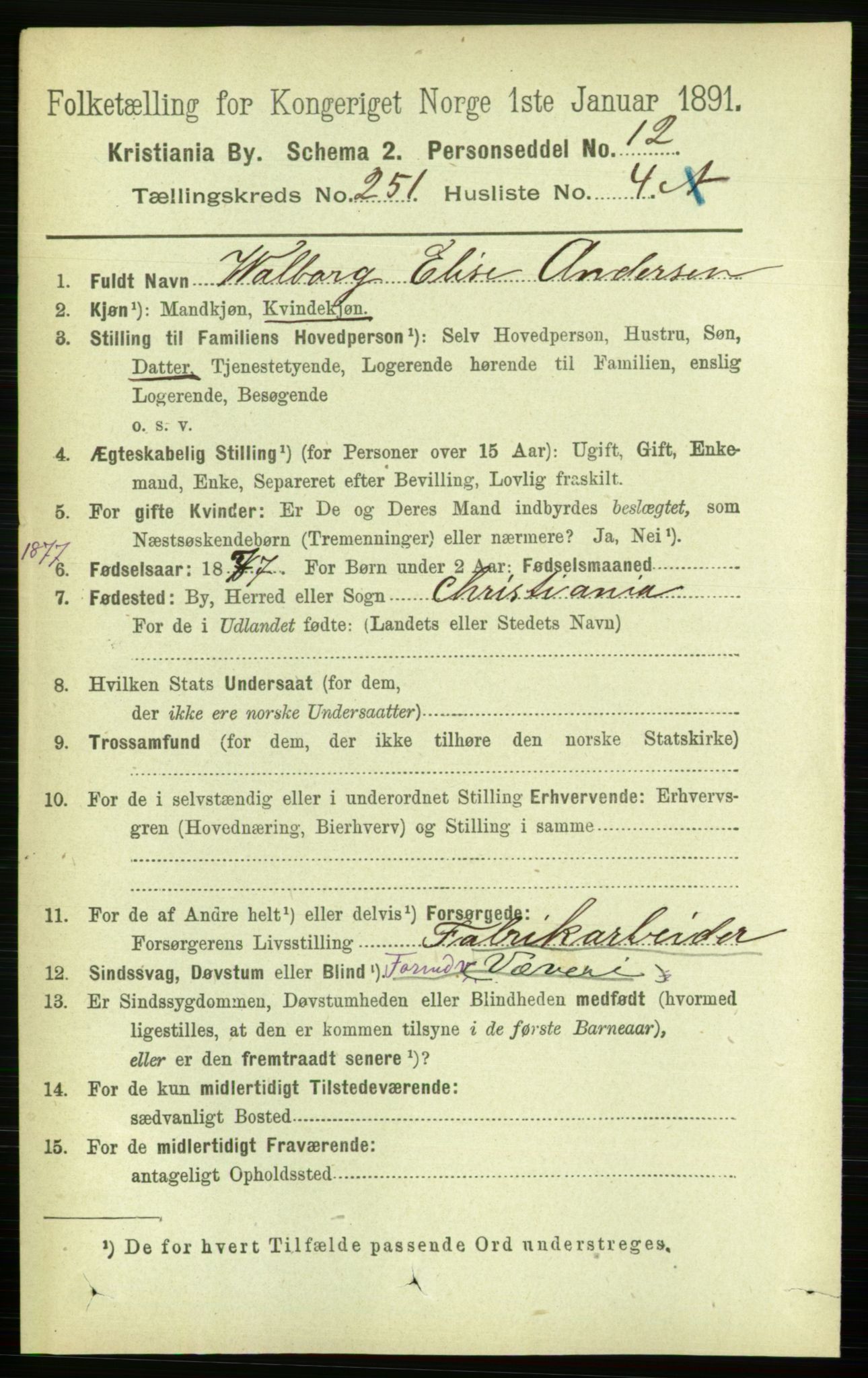 RA, 1891 census for 0301 Kristiania, 1891, p. 153147