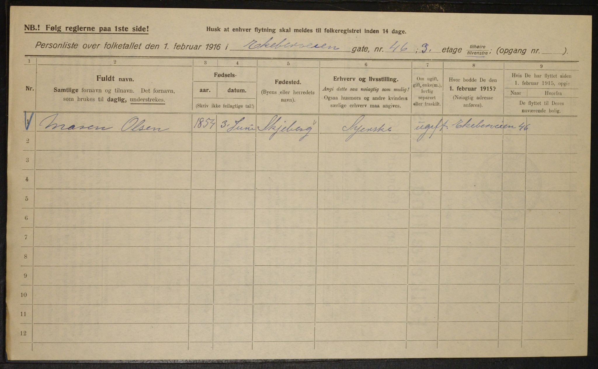 OBA, Municipal Census 1916 for Kristiania, 1916, p. 20733