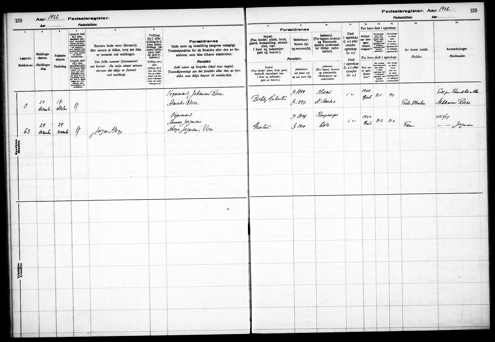 Østre Aker prestekontor Kirkebøker, AV/SAO-A-10840/J/Jb/L0001: Birth register no. II 1, 1916-1932, p. 139