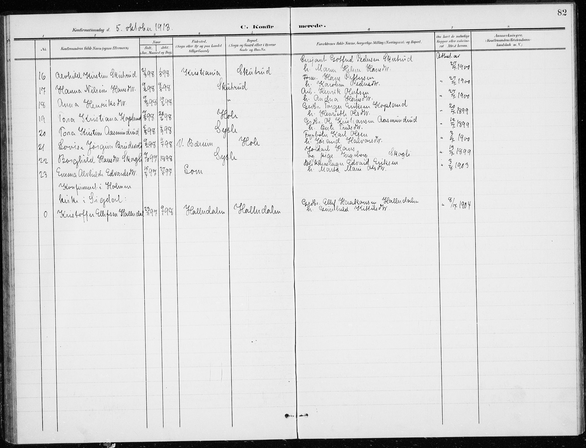 Modum kirkebøker, AV/SAKO-A-234/G/Gd/L0001: Parish register (copy) no. IV 1, 1901-1921, p. 82