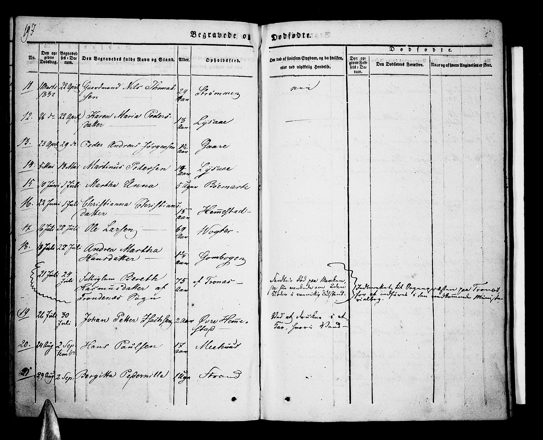 Kvæfjord sokneprestkontor, SATØ/S-1323/G/Ga/Gaa/L0003kirke: Parish register (official) no. 3, 1830-1857, p. 197