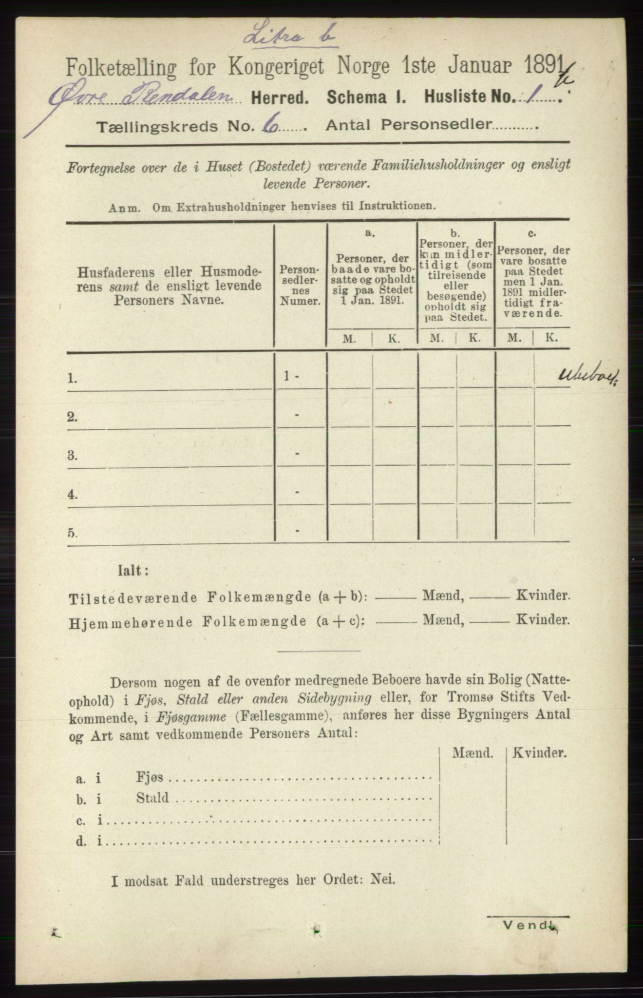 RA, 1891 census for 0433 Øvre Rendal, 1891, p. 1572