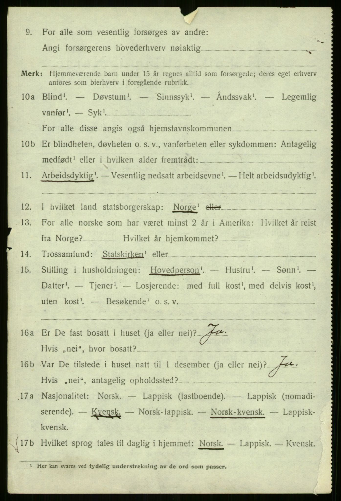 SATØ, 1920 census for Lyngen, 1920, p. 1901