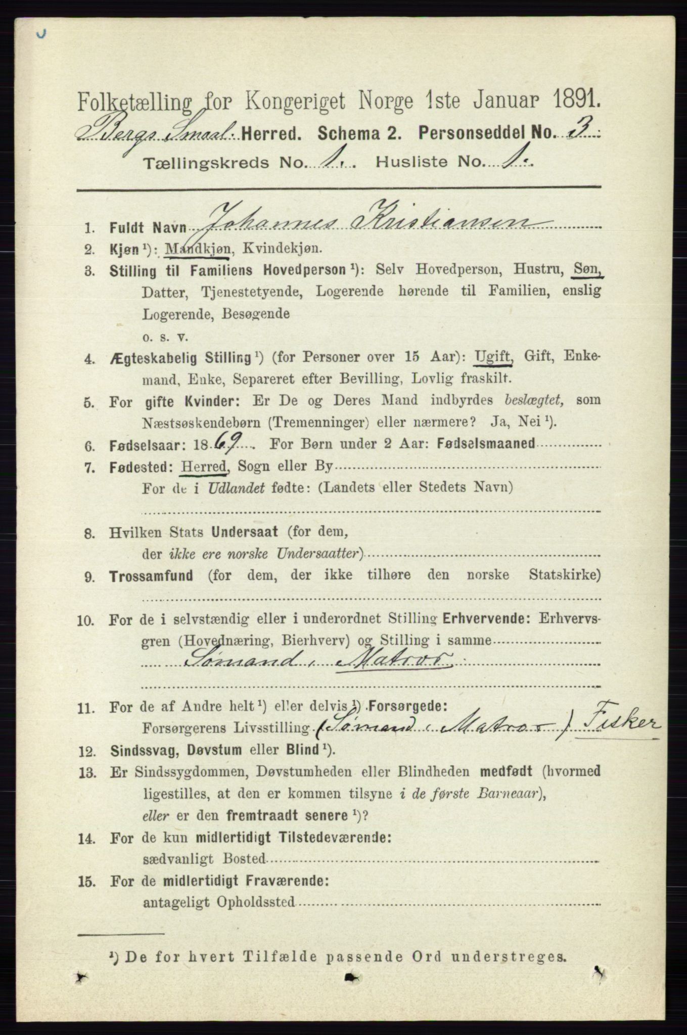 RA, 1891 census for 0116 Berg, 1891, p. 160