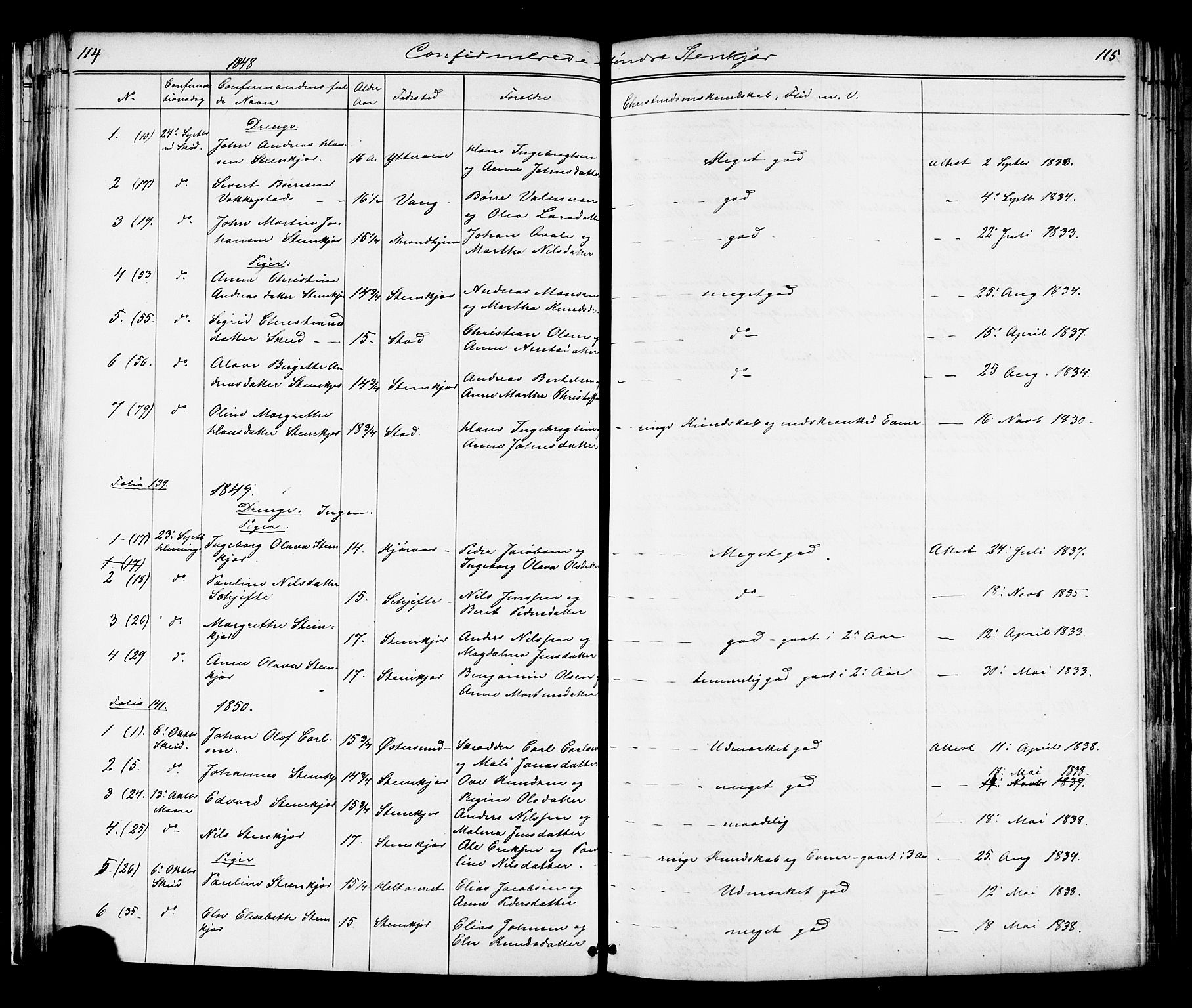 Ministerialprotokoller, klokkerbøker og fødselsregistre - Nord-Trøndelag, SAT/A-1458/739/L0367: Parish register (official) no. 739A01 /1, 1838-1868, p. 114-115