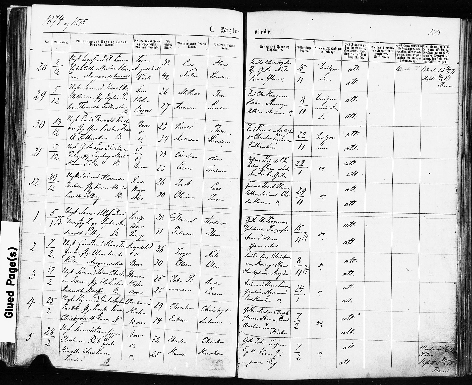 Borre kirkebøker, SAKO/A-338/F/Fa/L0008: Parish register (official) no. I 8, 1868-1877, p. 203