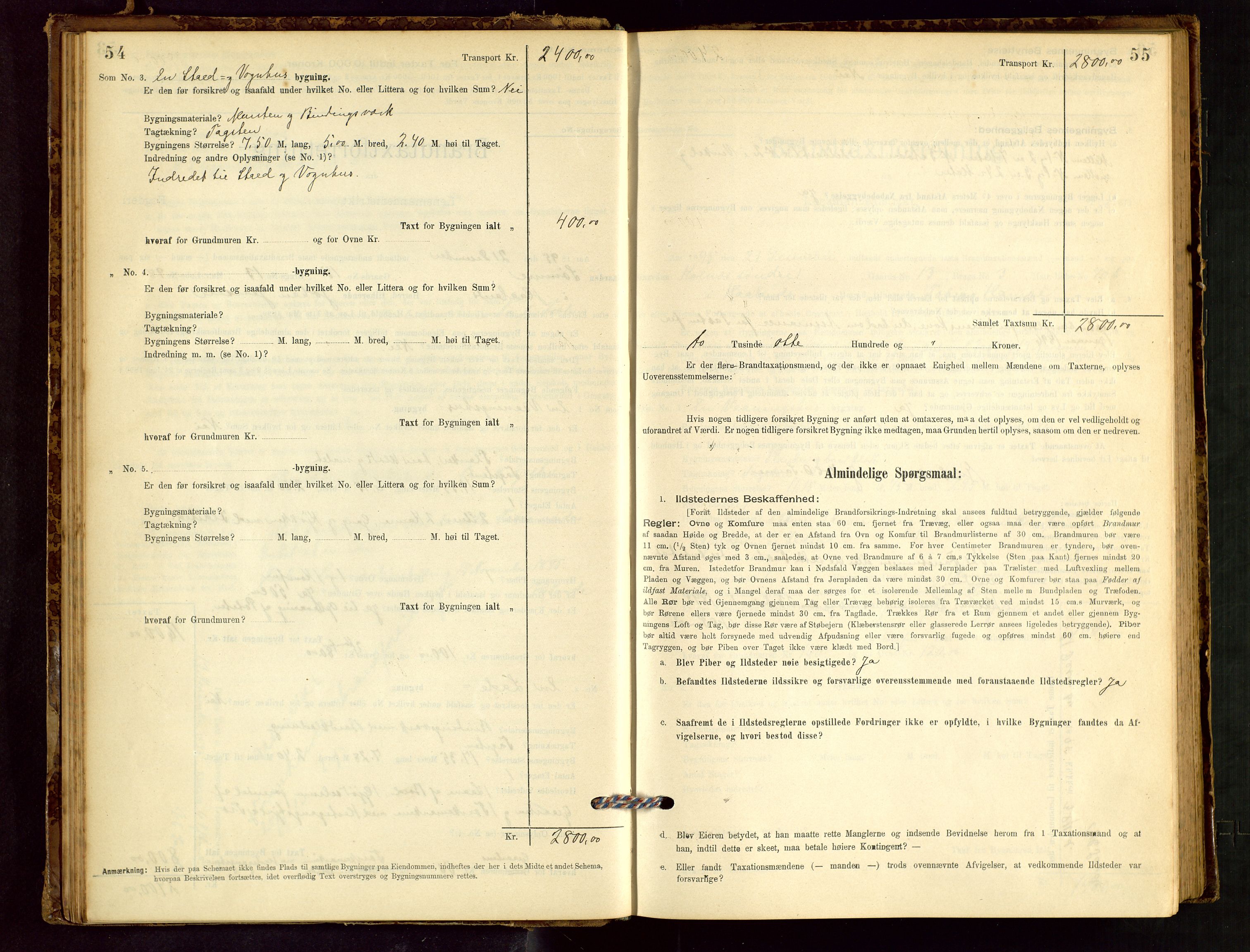 Håland lensmannskontor, AV/SAST-A-100100/Gob/L0001: Branntakstprotokoll - skjematakst. Register i boken., 1894-1902, p. 54-55