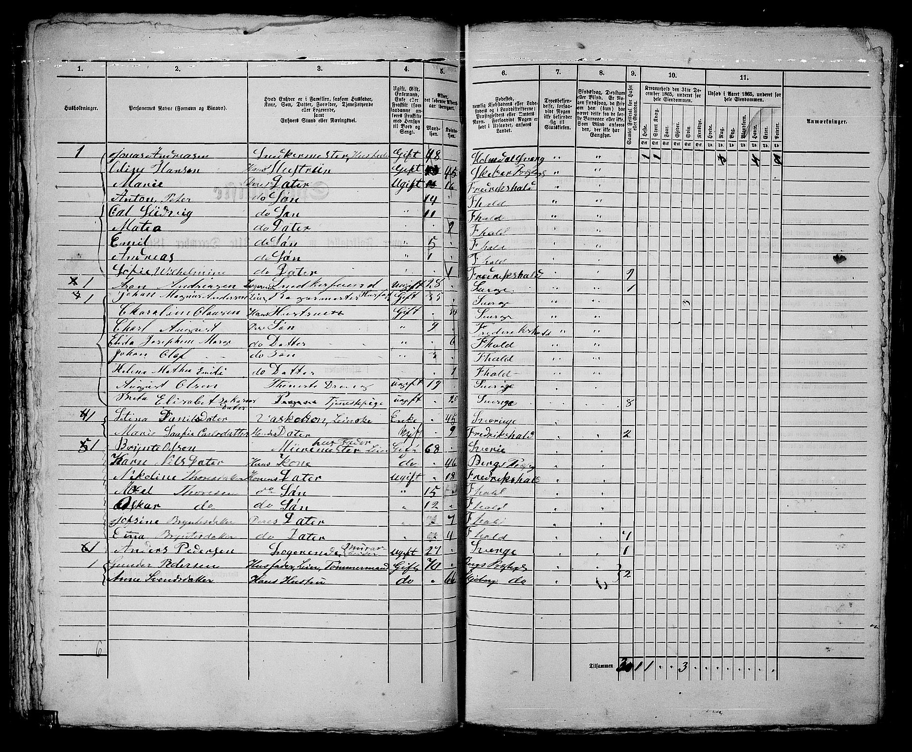 RA, 1865 census for Fredrikshald, 1865, p. 893