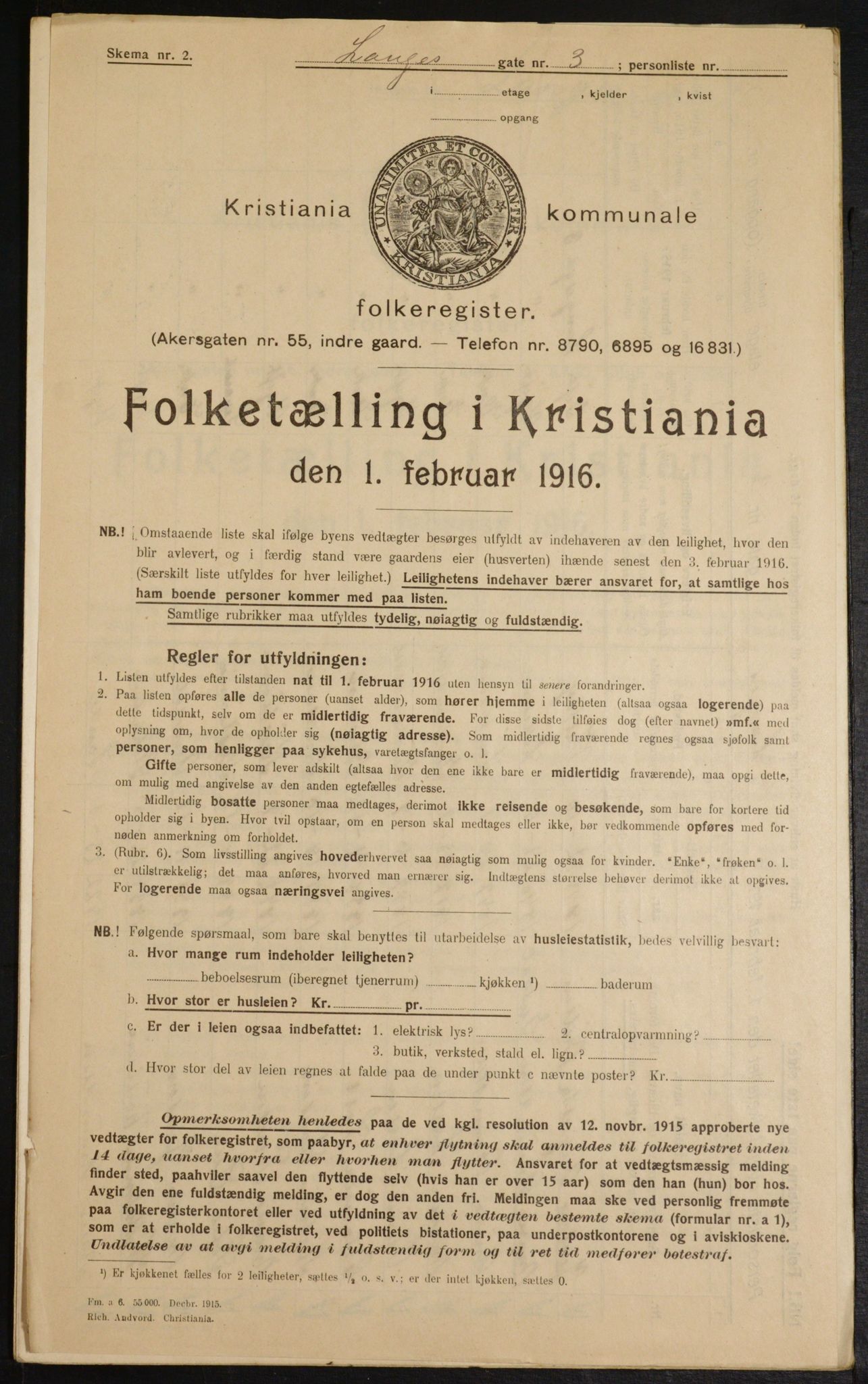 OBA, Municipal Census 1916 for Kristiania, 1916, p. 57495