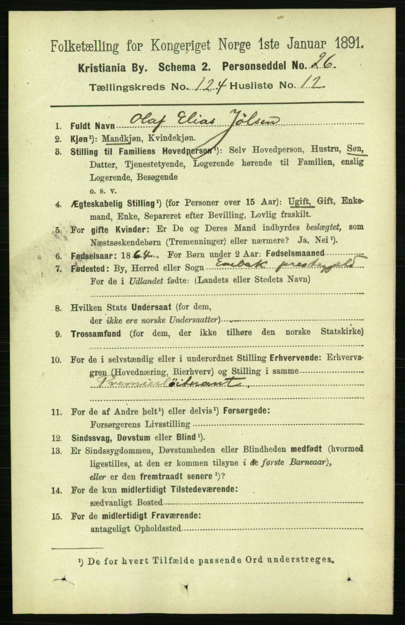 RA, 1891 census for 0301 Kristiania, 1891, p. 65417