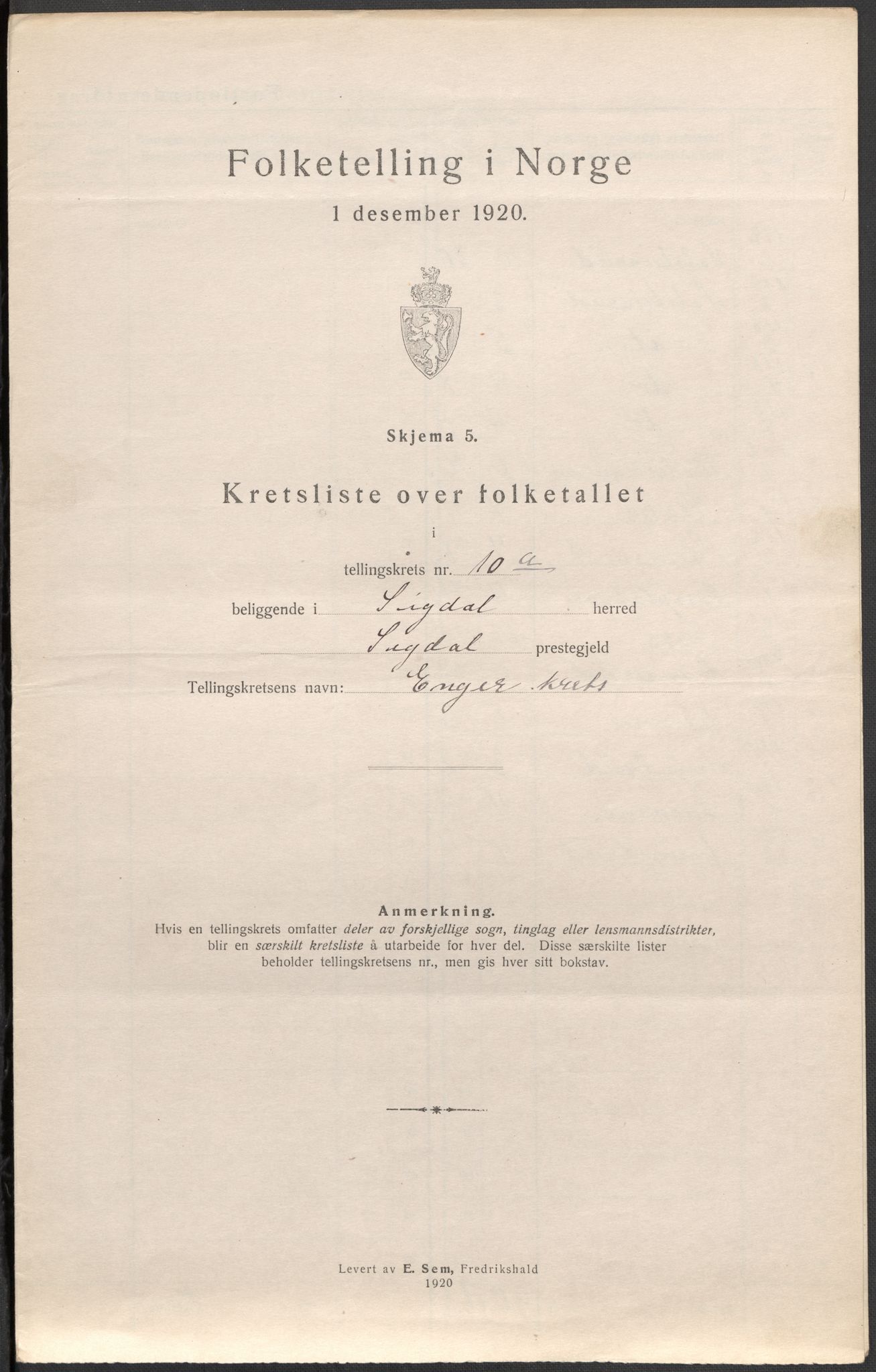 SAKO, 1920 census for Sigdal, 1920, p. 33