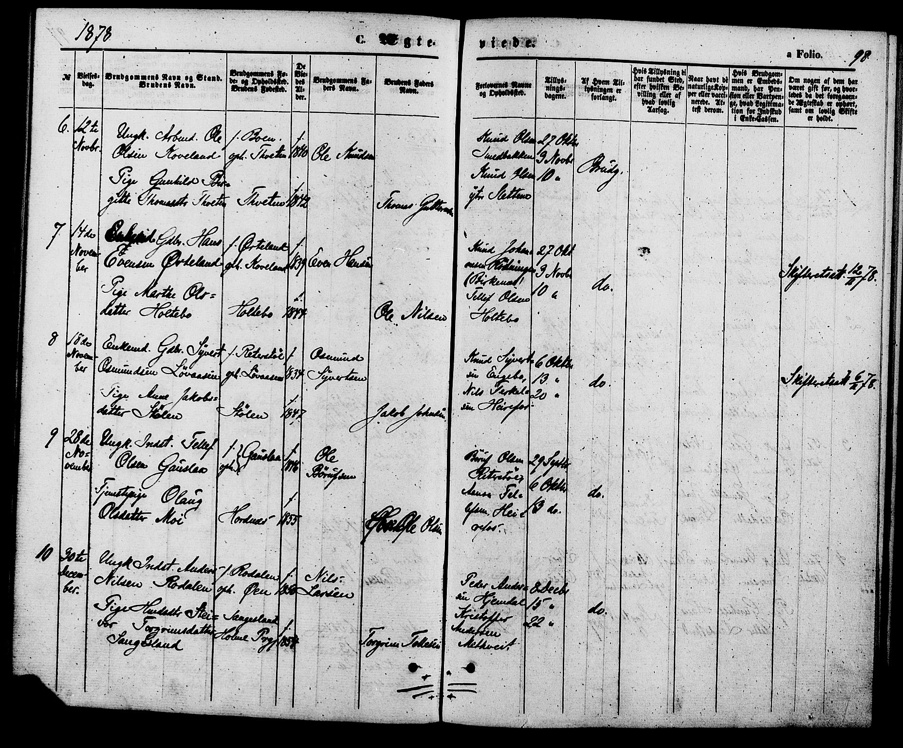 Herefoss sokneprestkontor, AV/SAK-1111-0019/F/Fa/Faa/L0002: Parish register (official) no. A 2, 1861-1886, p. 98