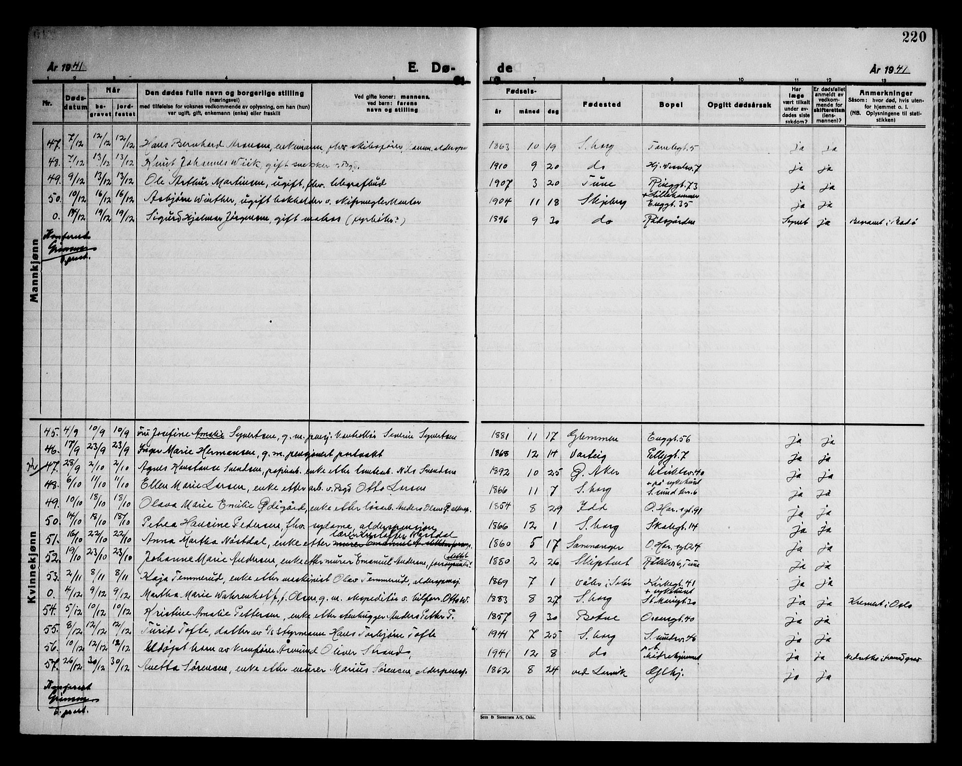 Sarpsborg prestekontor Kirkebøker, SAO/A-2006/G/Ga/L0004: Parish register (copy) no. 4, 1929-1949, p. 220