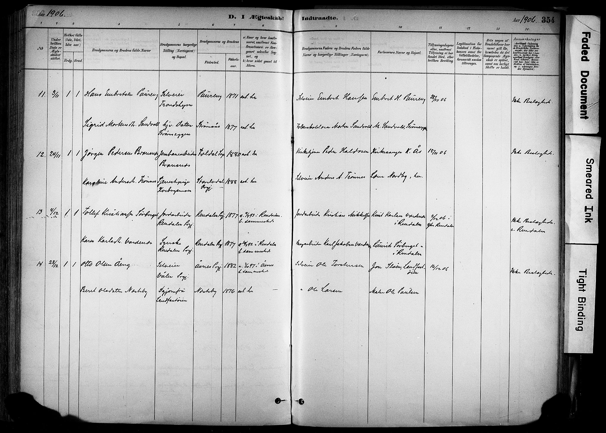 Alvdal prestekontor, AV/SAH-PREST-060/H/Ha/Haa/L0002: Parish register (official) no. 2, 1883-1906, p. 354