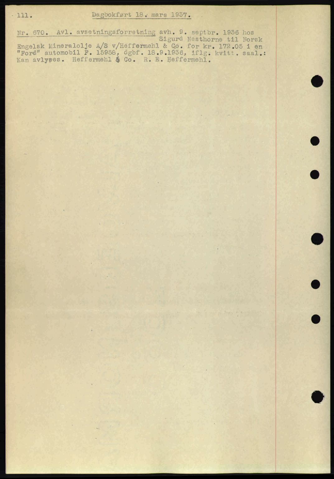Eiker, Modum og Sigdal sorenskriveri, SAKO/A-123/G/Ga/Gab/L0035: Mortgage book no. A5, 1937-1937, Diary no: : 670/1937