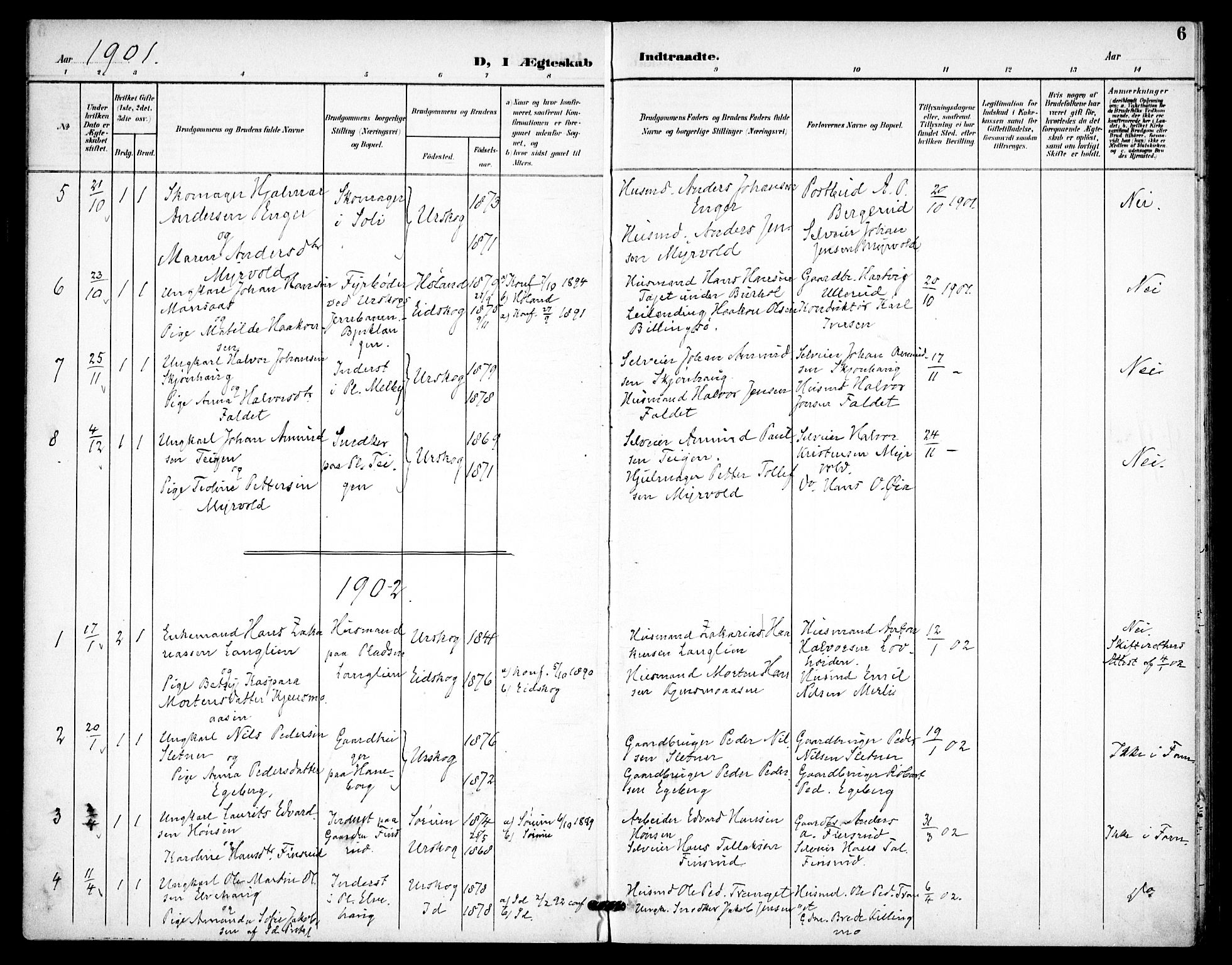 Aurskog prestekontor Kirkebøker, SAO/A-10304a/F/Fa/L0013: Parish register (official) no. I 13, 1900-1910, p. 6