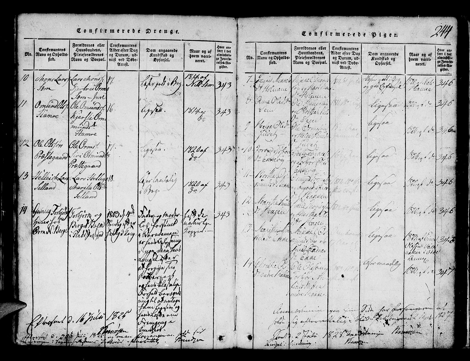Røldal sokneprestembete, SAB/A-100247: Parish register (copy) no. A 1, 1817-1860, p. 244