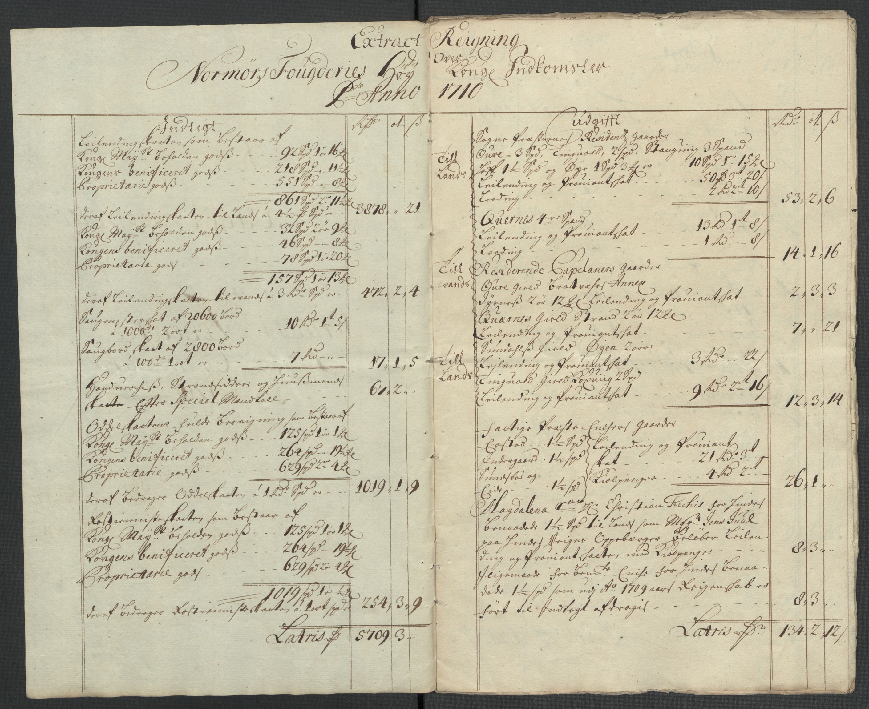Rentekammeret inntil 1814, Reviderte regnskaper, Fogderegnskap, RA/EA-4092/R56/L3744: Fogderegnskap Nordmøre, 1709-1710, p. 173